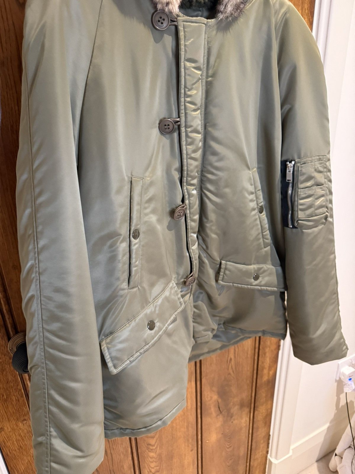 Saint Laurent Paris FW15 Saint Laurent fur hoodie MA-1 parka coat Hedi Slimane Size US L / EU 52-54 / 3 - 11 Thumbnail