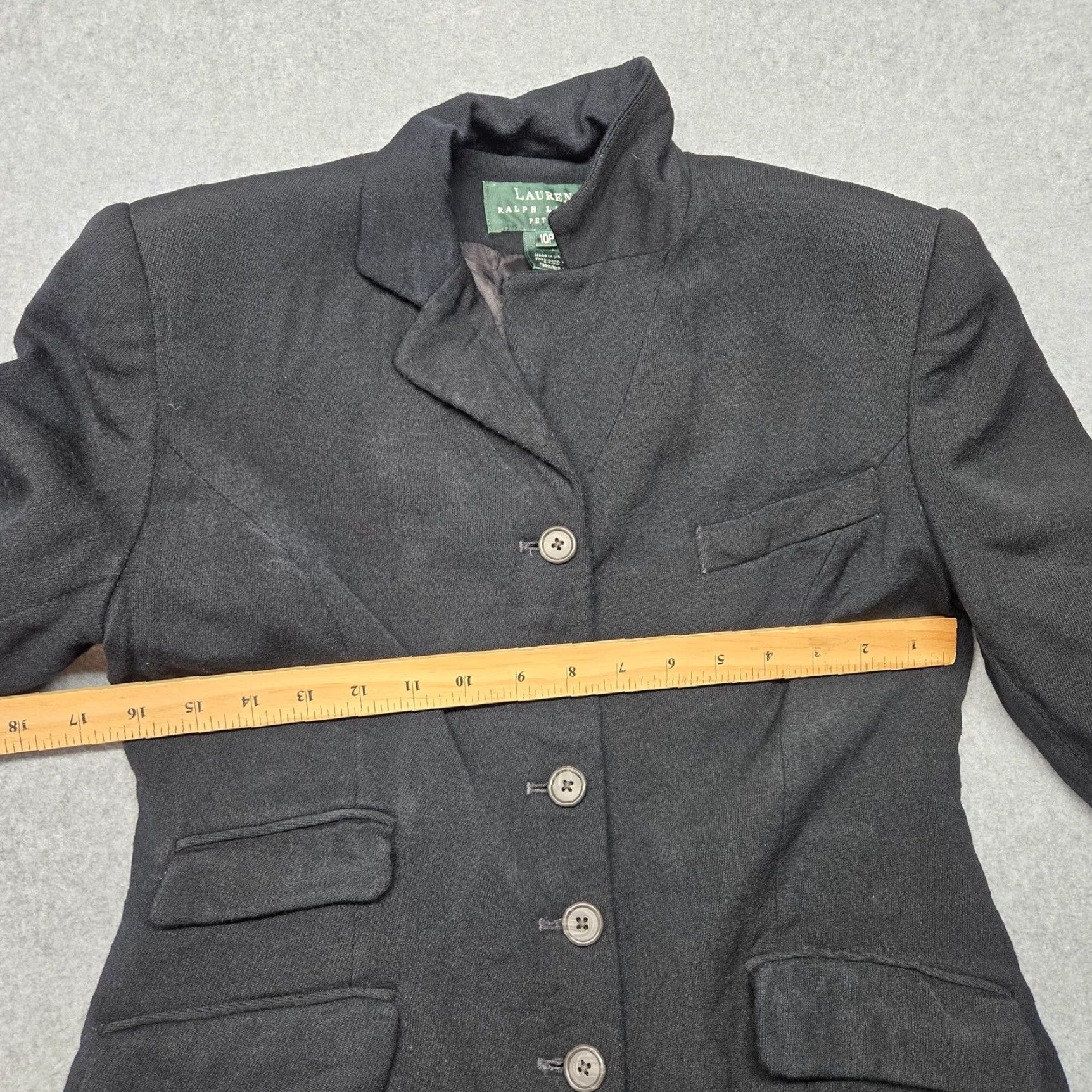 Ralph Lauren VINTAGE Lauren Ralph Lauren Blazer Womens 10P Black Five-Button 100% Wool Jacket Size L / US 10 / IT 46 - 7 Thumbnail