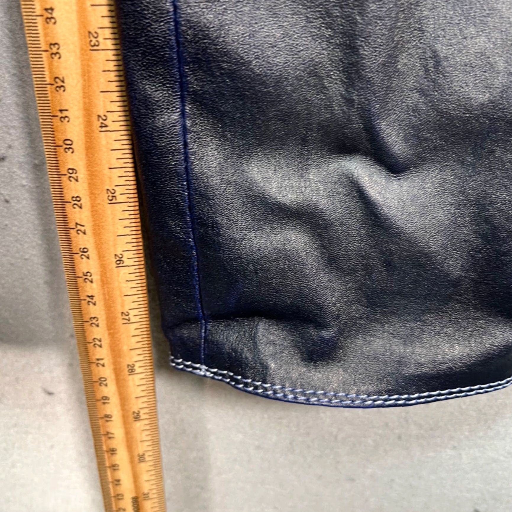 Vintage Jitrois Womens 42 Blue Leather Skinny Pants High Rise Stretch Ankle Regular Size 42 Womens Size 28" / US 6 / IT 42 - 7 Thumbnail