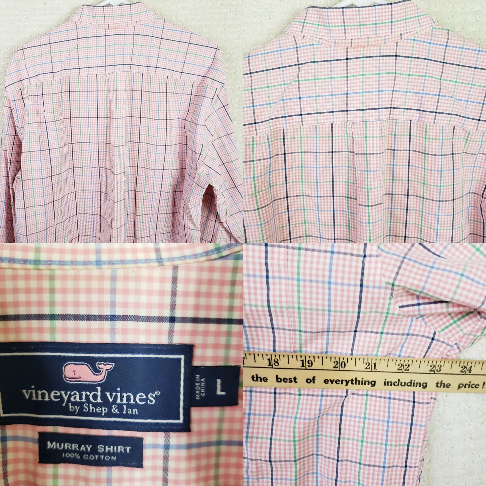 Vineyard Vines Vineyard Vines Murray Shirt Long Sleeve Button-Up Men L Pink Check Cotton Shirt Size US L / EU 52-54 / 3 - 8 Thumbnail
