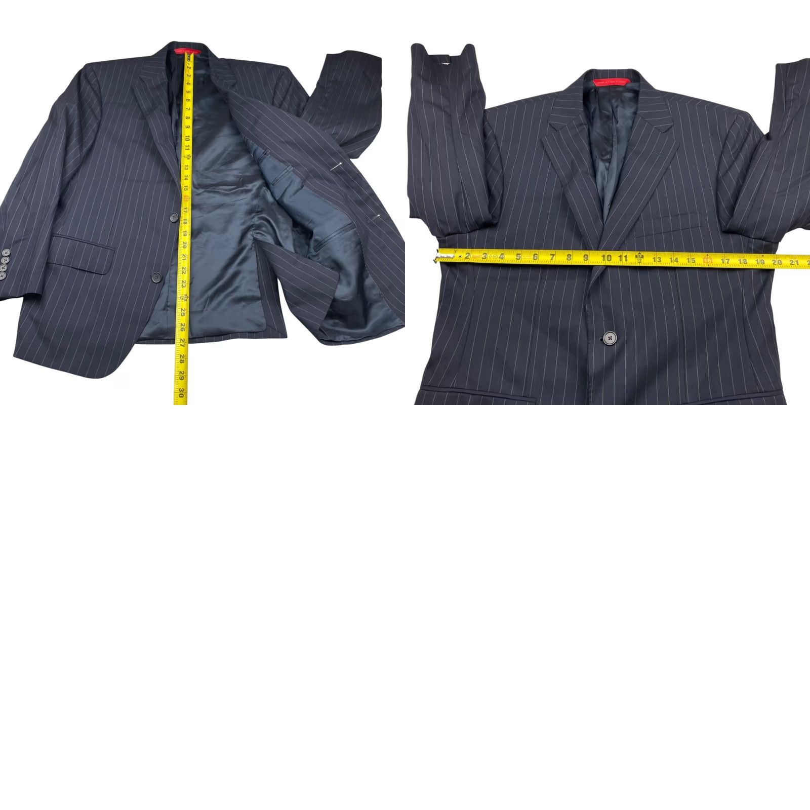 Vintage Samuelsohn Blazer Jacket Navy Blue Stripe 2-Button 42XS Wool Single-Breasted Notch Lapel Mens Regular Short Vintage: No Size 42R - 9 Thumbnail