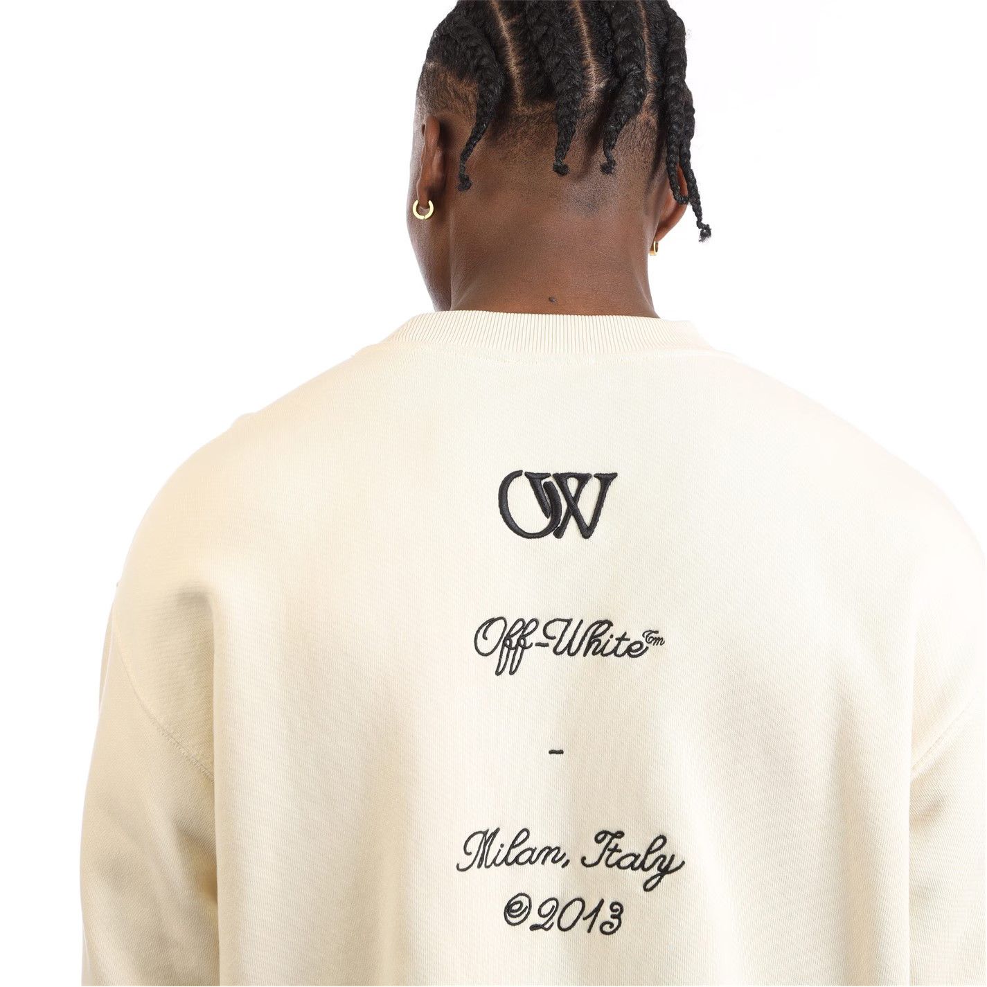 Off-White o1g2r1mq0226 23 Logo Skate Crewneck Sweatshirt In Cream Size US L / EU 52-54 / 3 - 4 Thumbnail