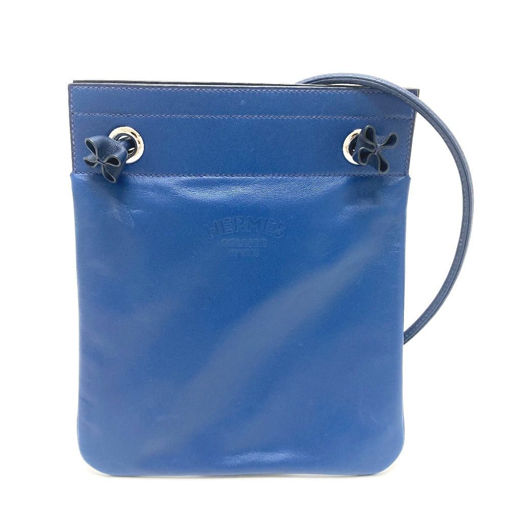 Hermes Leather Aline. Mini Briefcase Pochette Metis Shoulder Bag Swift Women Broodmalt Blue
