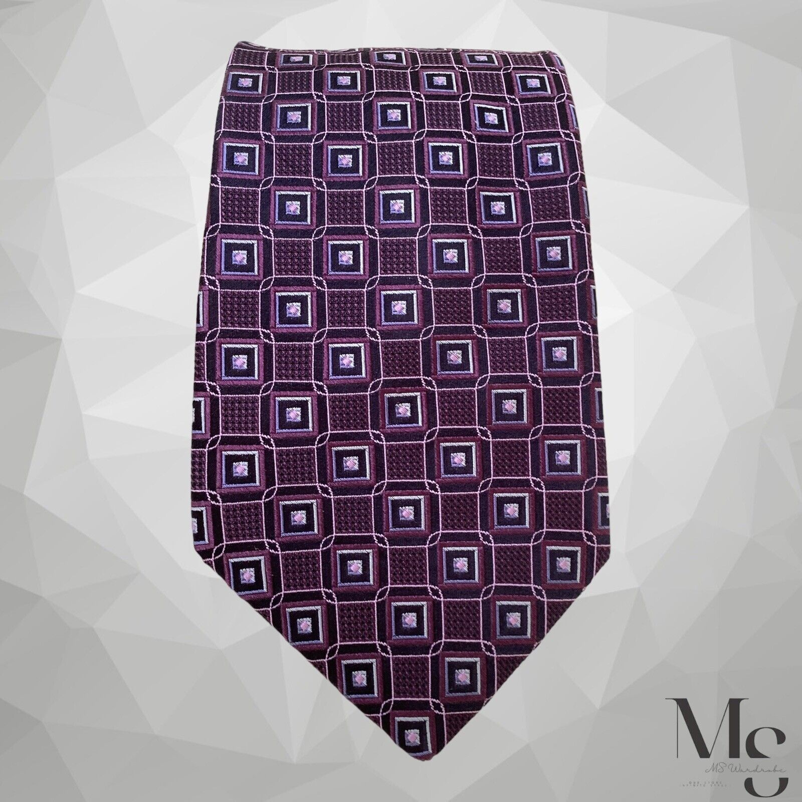 Other JOHN W. NORDSTROM Purple Geometric Silk Tie Made In USA : Size ONE SIZE - 3 Thumbnail