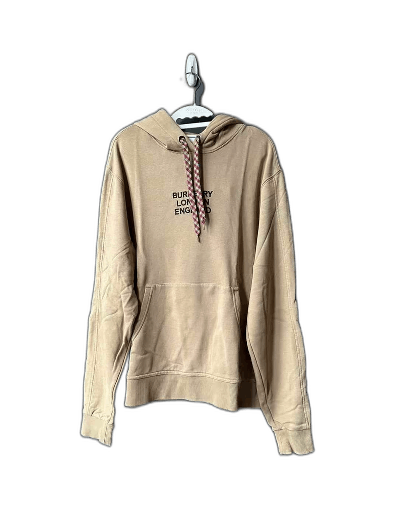 Burberry Embroidered Logo Hoodie in Beige