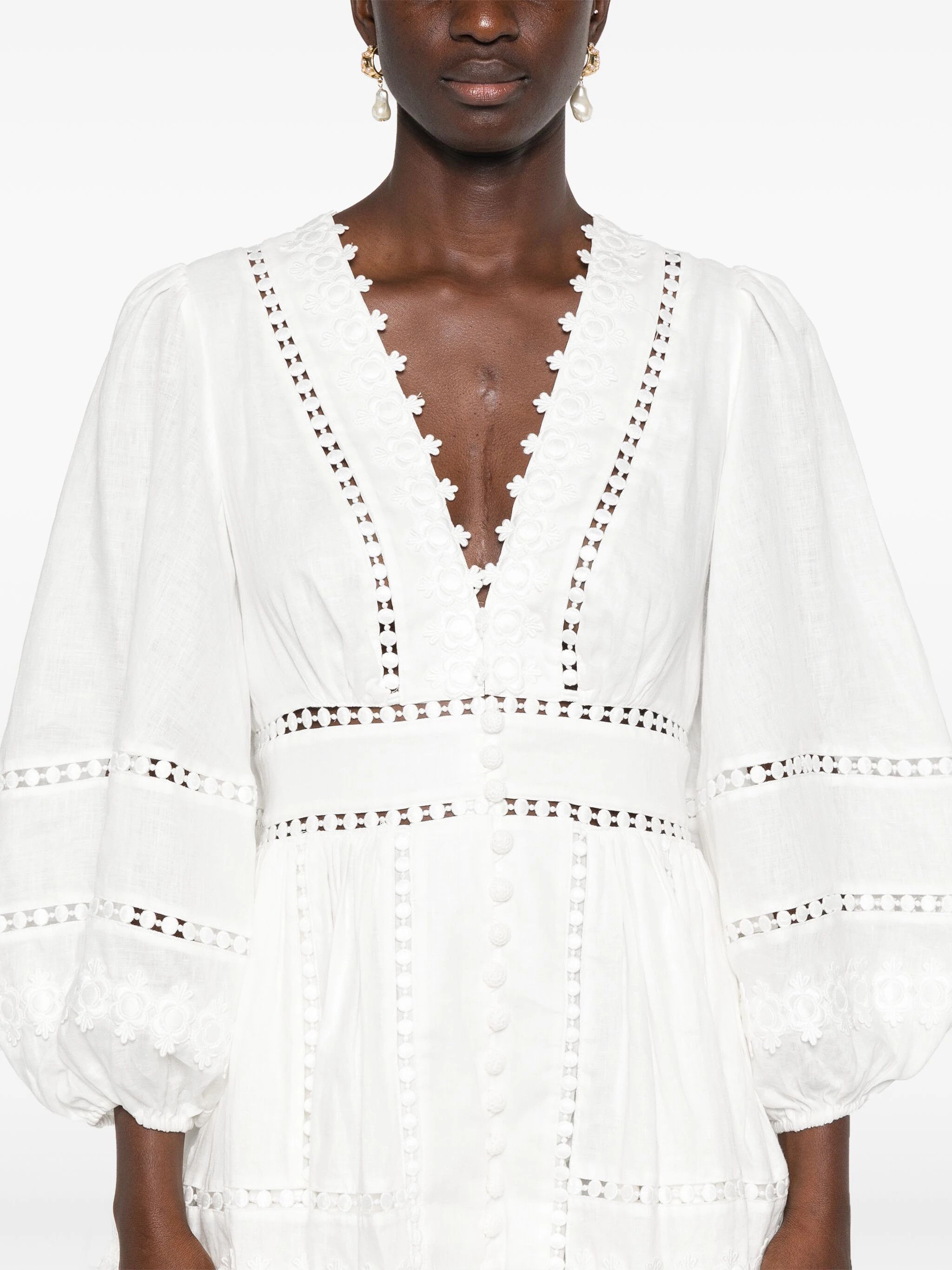 Zimmermann o1s22i1n1024 Cutwork Embroidery Short Dress in White Size M / US 6-8 / IT 42-44 - 5 Thumbnail