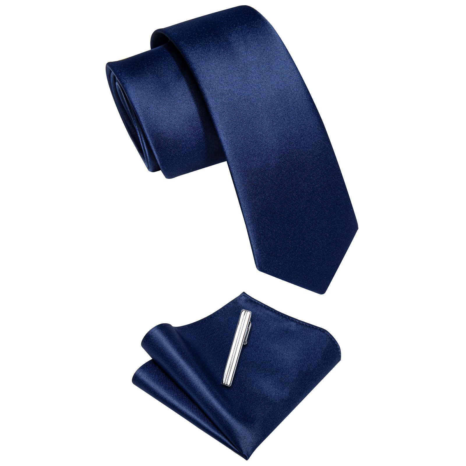 Japanese Brand Luxury Skinny Solid Blue Neck Tie Set Mens Size ONE SIZE - 3 Thumbnail