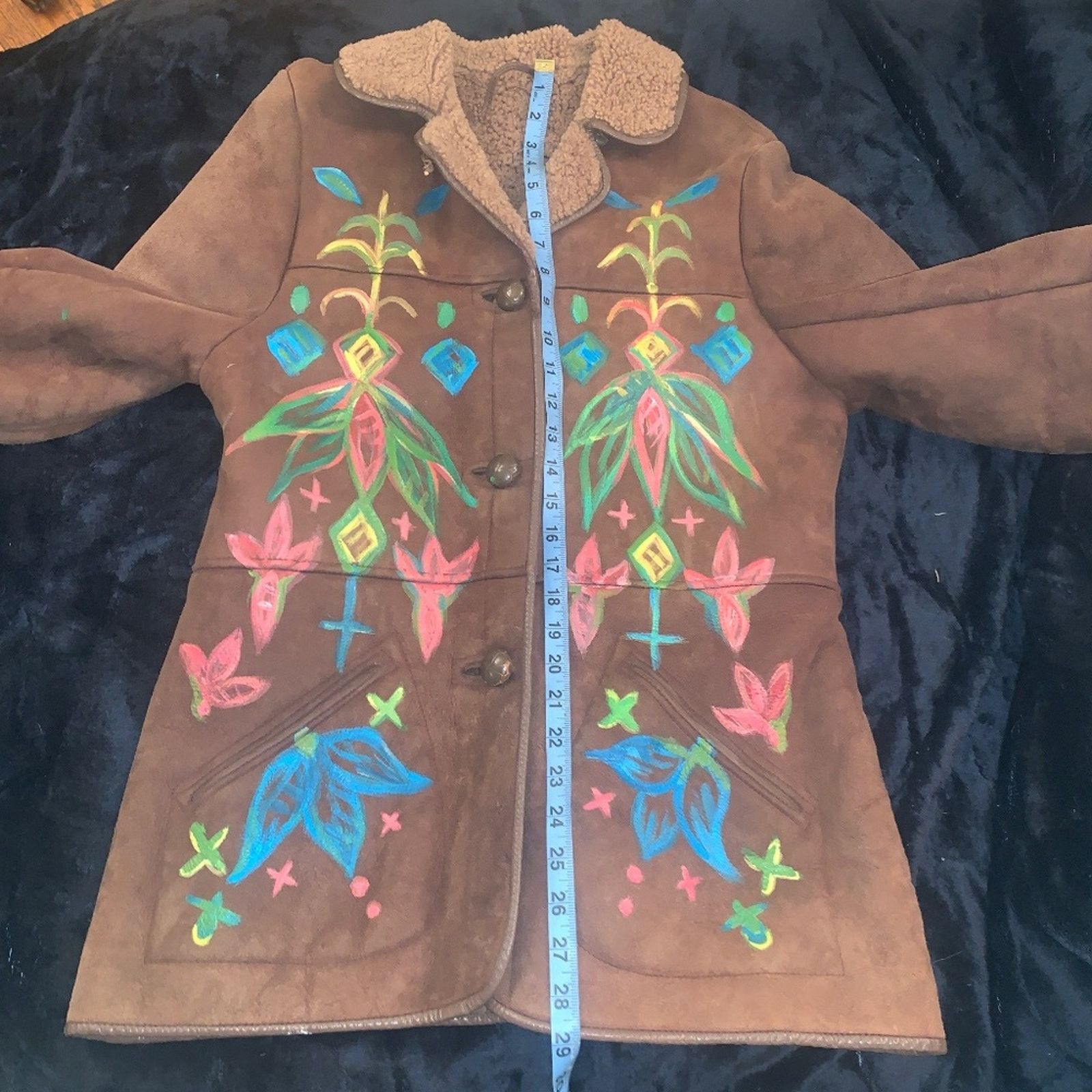 Other VINTAGE 80's HANDPAINTED SHEEPSKIN SHEARLING Jacket U.K. Size S / US 4 / IT 40 - 8 Thumbnail