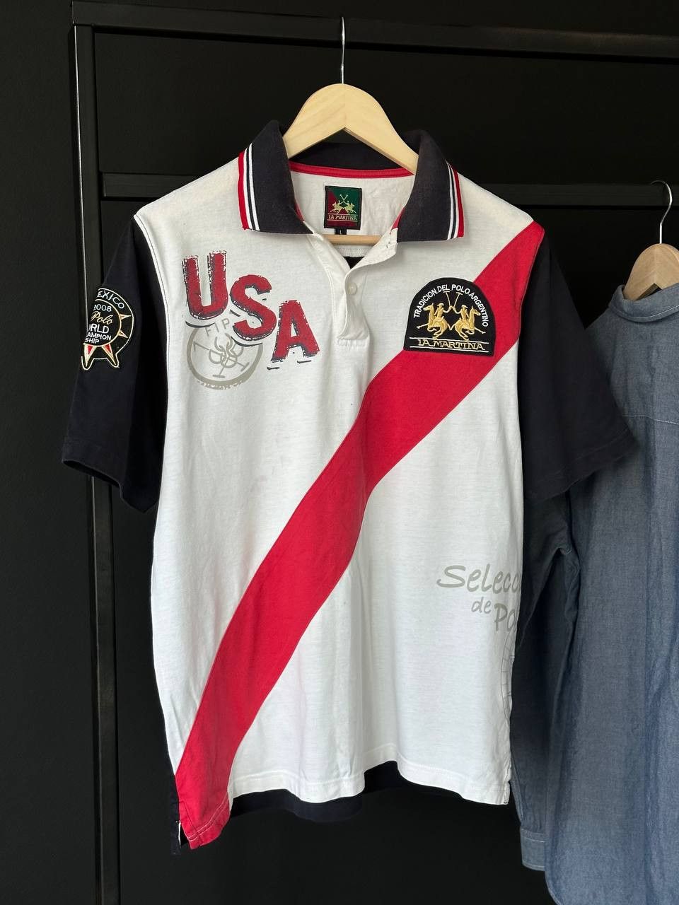 La Martina 2008 Vintage La Martina USA Polo Team Y2K Blockcore Size US L / EU 52-54 / 3 - 2 Thumbnail