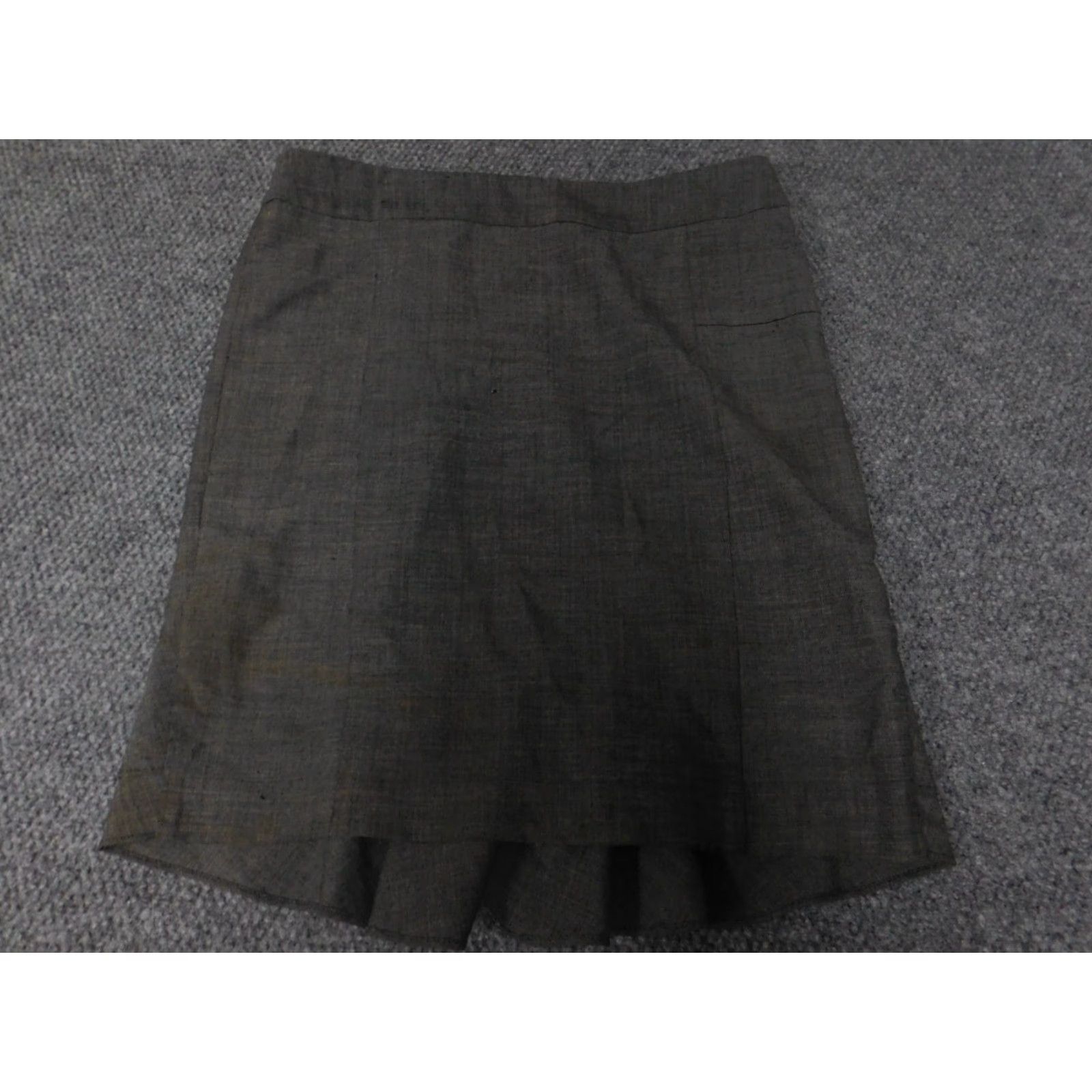 Express Express Womens Skirt 12 Gray Zip A-Line Ruffles Knee Length Casual Everyday Mid Rise Regular Lined Knit Cotton Polyurethane Size 34" / US 12 / IT 48 - 2 Thumbnail