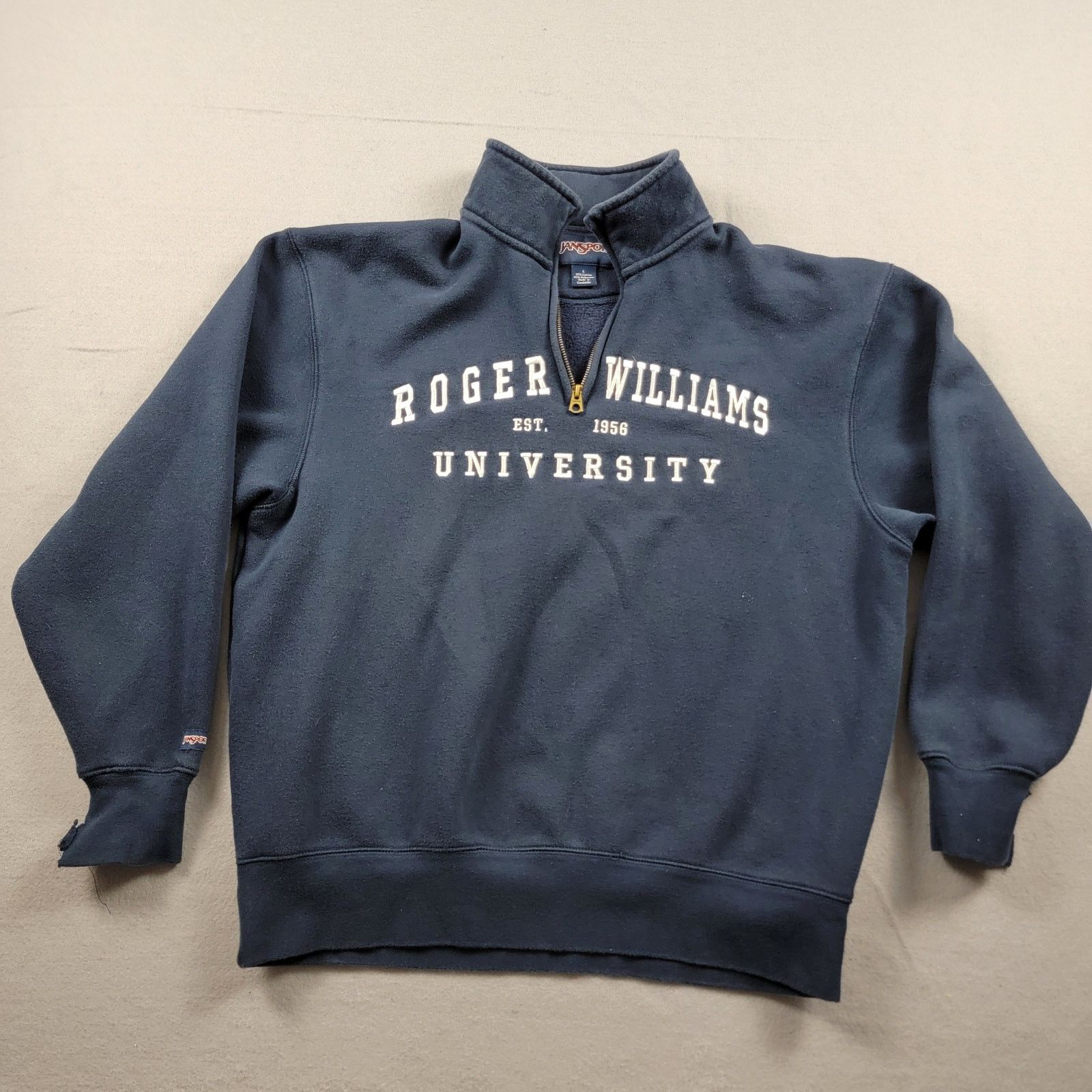 Jansport 90s Vintage Roger Williams University ZipUp Blue Sz L (463) Size US L / EU 52-54 / 3 - 1 Thumbnail
