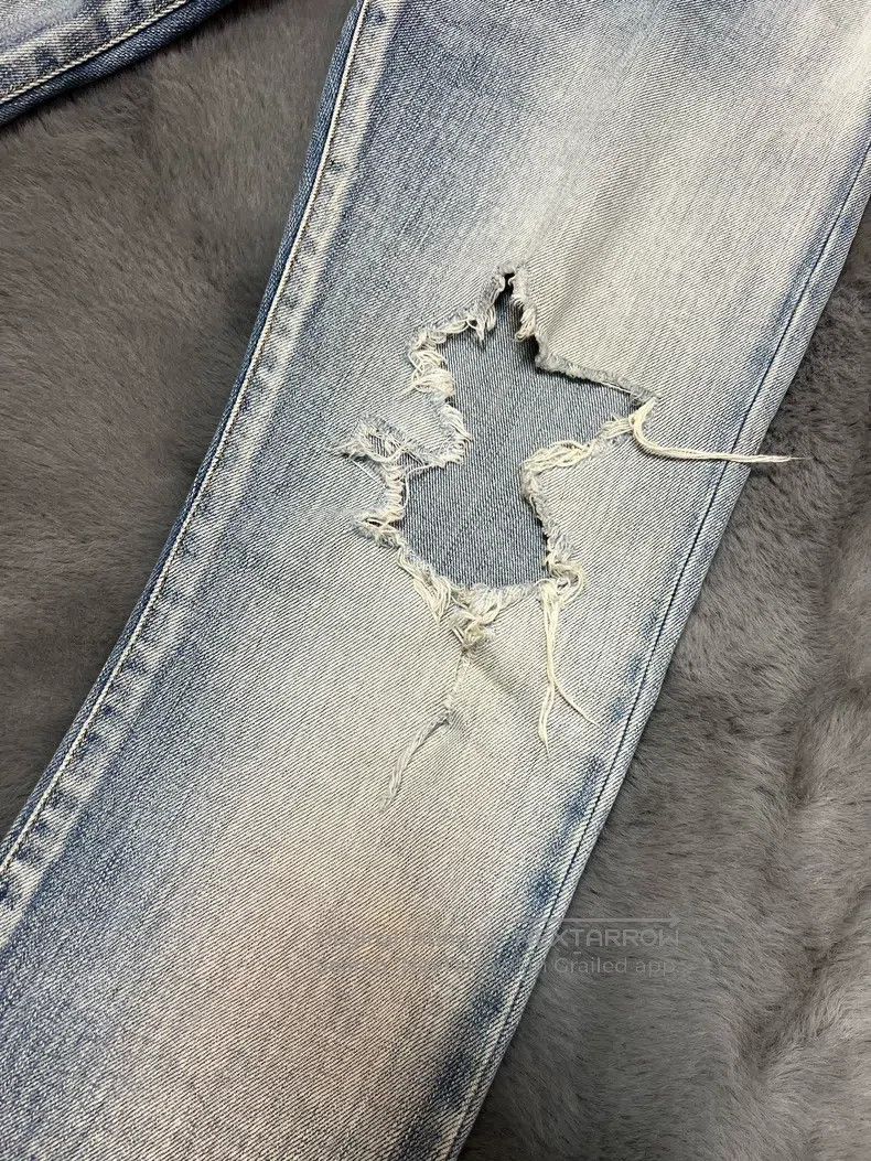Saint Laurent Paris Saint Laurent Paris Light Blue Patched Faded Destroyed Jea Size US 30 / EU 46 - 5 Thumbnail