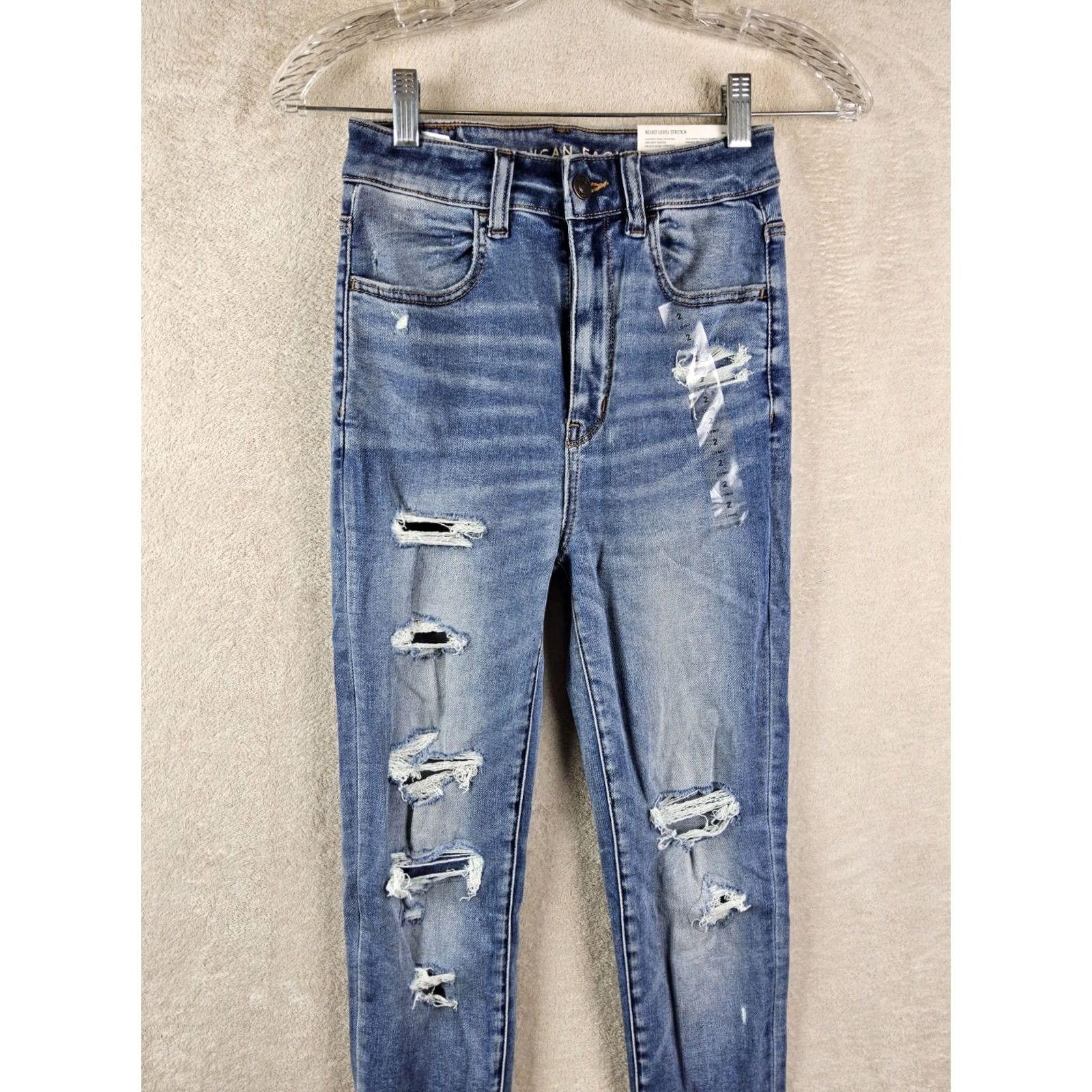 American Eagle Outfitters American Eagle Outfitters Women's Highest Rise Denim Jegging Size 2/26 Long Slim Blue Jeans 31in Inseam Regular Rise High Size 26" / US 2 / IT 38 - 2 Thumbnail