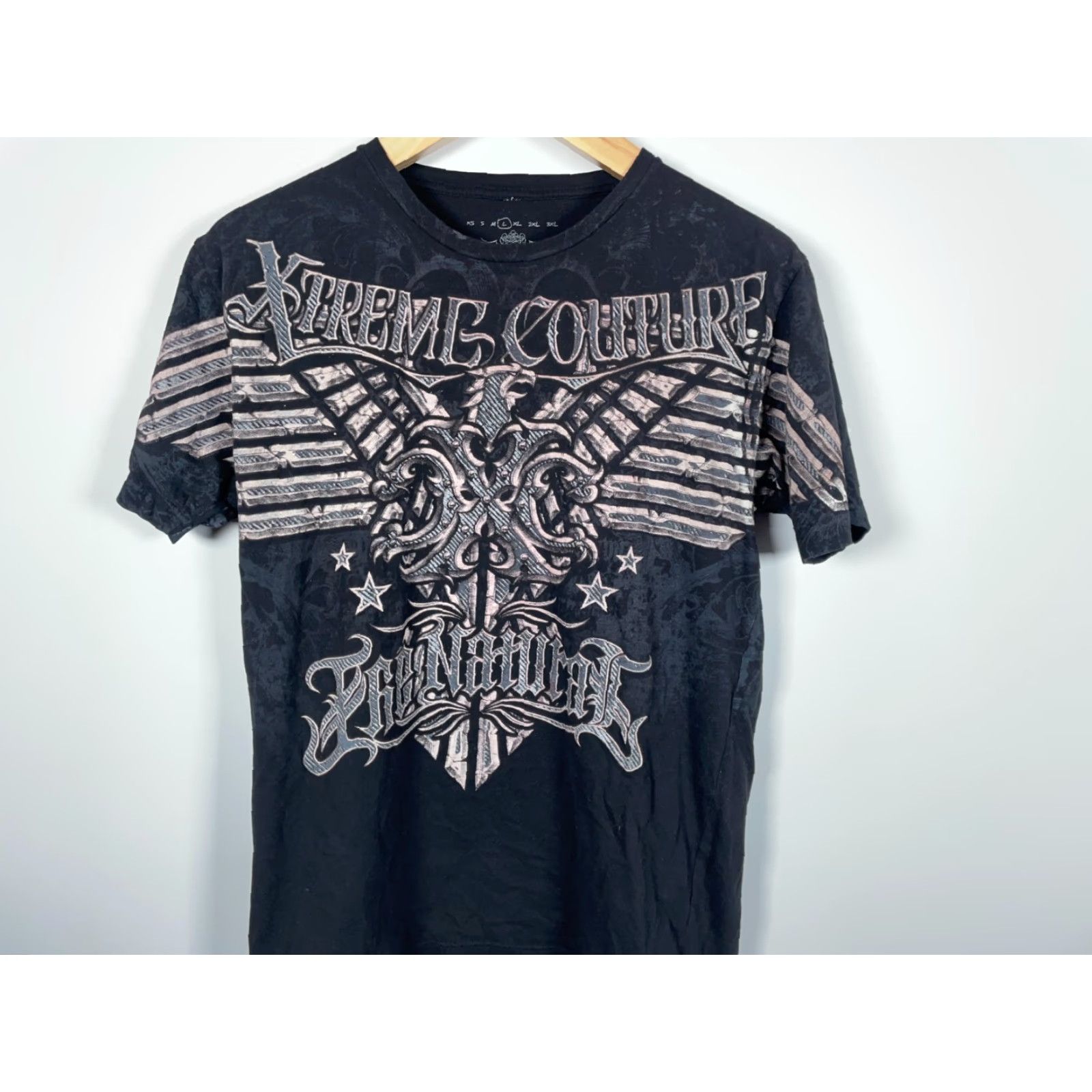 Vintage VINTAGE Xtreme Couture T-Shirt Men Slim Large Black Double-Sided Graphic Print Skull Tribal Y2K 2000s Crew Neck Short Sleeve United States 100% Cotton Size US L / EU 52-54 / 3 - 4 Thumbnail