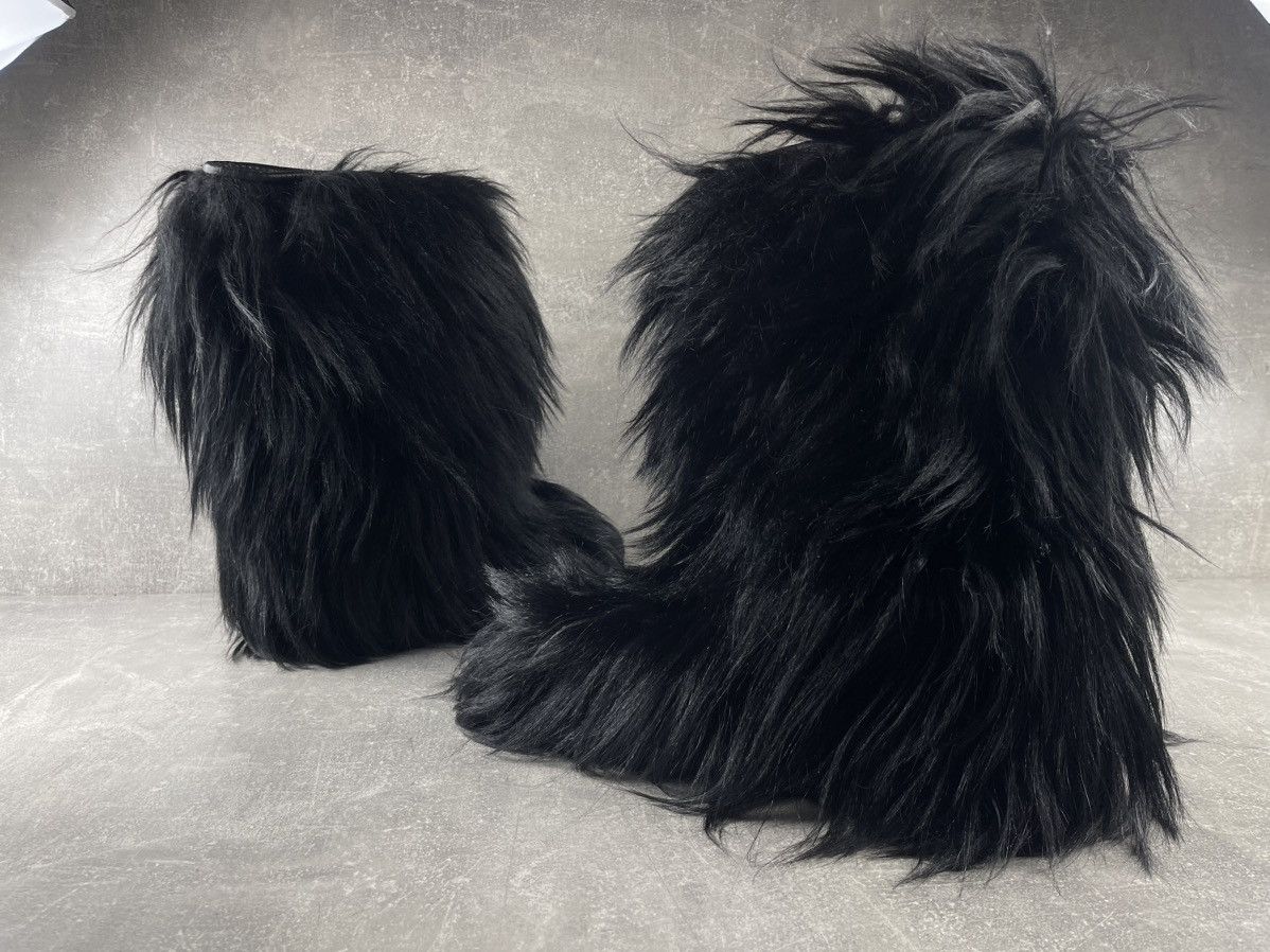 Vintage Artisan Avant-Garde Vintage Black Long Hair Fur Boots Black Size US 7 / IT 37 - 5 Thumbnail