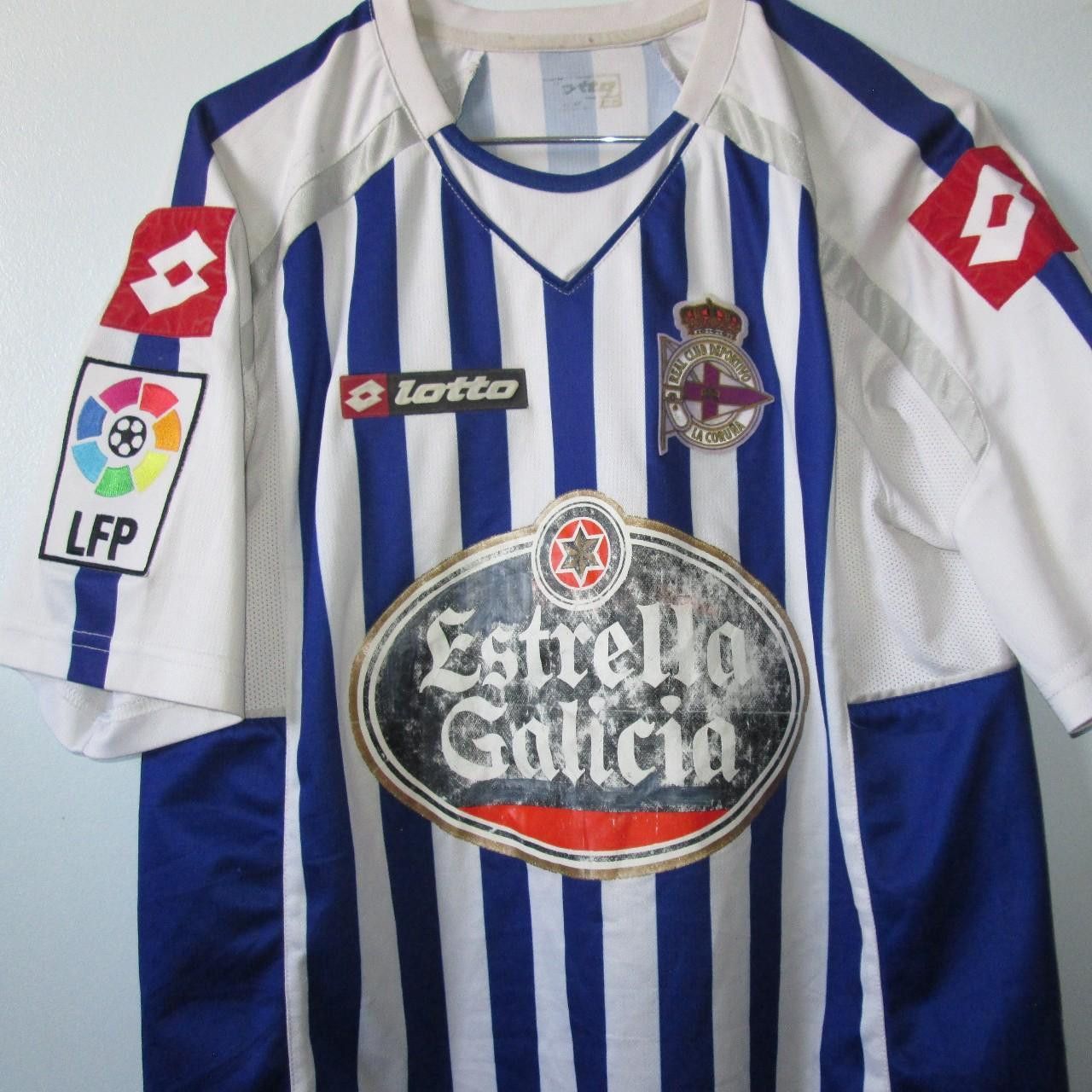 Lotto Sport Deportivo LA Coruna Spain 2010 2011 Home Shirt Jersey Size US L / EU 52-54 / 3 - 3 Thumbnail