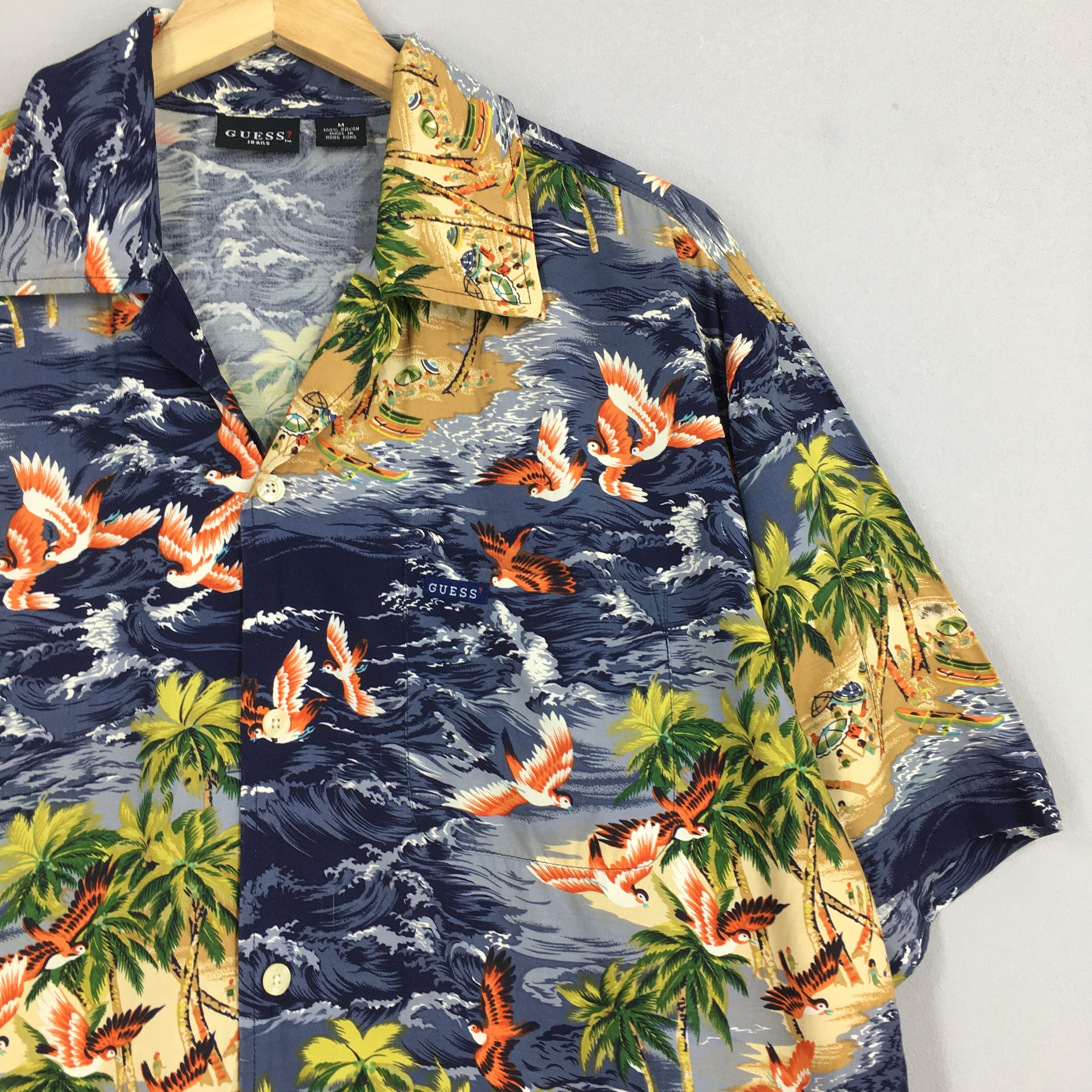 Guess Vintage Guess Hawaiian Aloha Tropical Rayon Shirt Medium Size US M / EU 48-50 / 2 - 2 Thumbnail