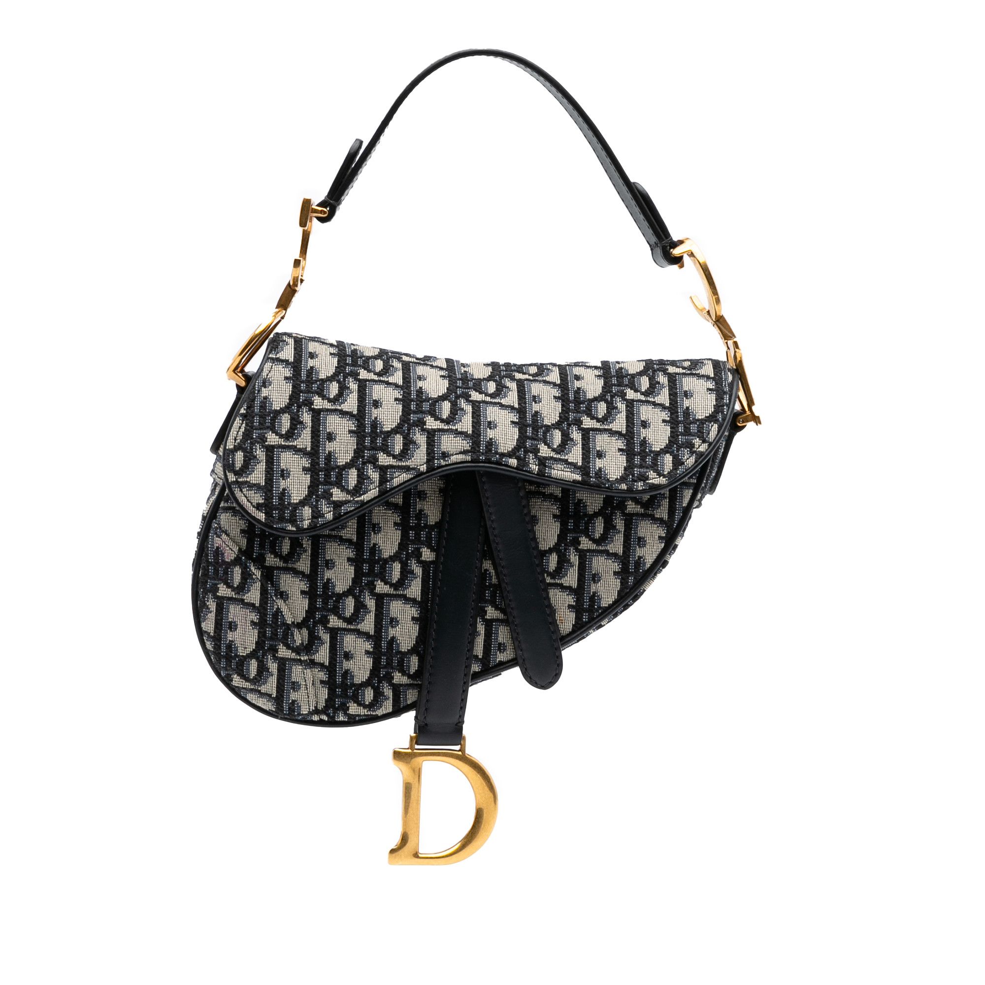 Dior Mini Oblique Canvas Saddle Bag in Blue, Women's