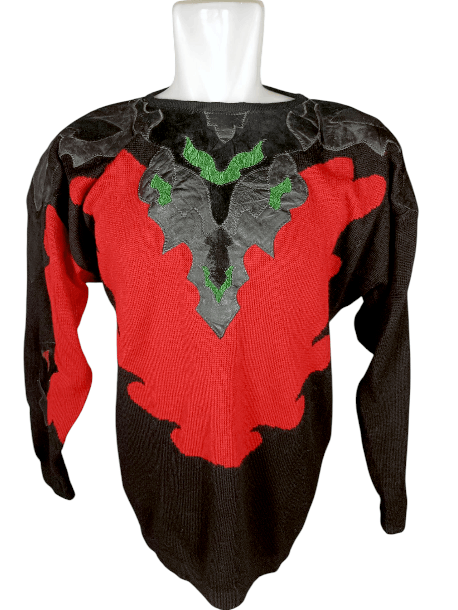 Japanese Brand Crazy Vintage Place Vendome leather Knit Crewneck Sweater Size US L / EU 52-54 / 3 - 15 Thumbnail