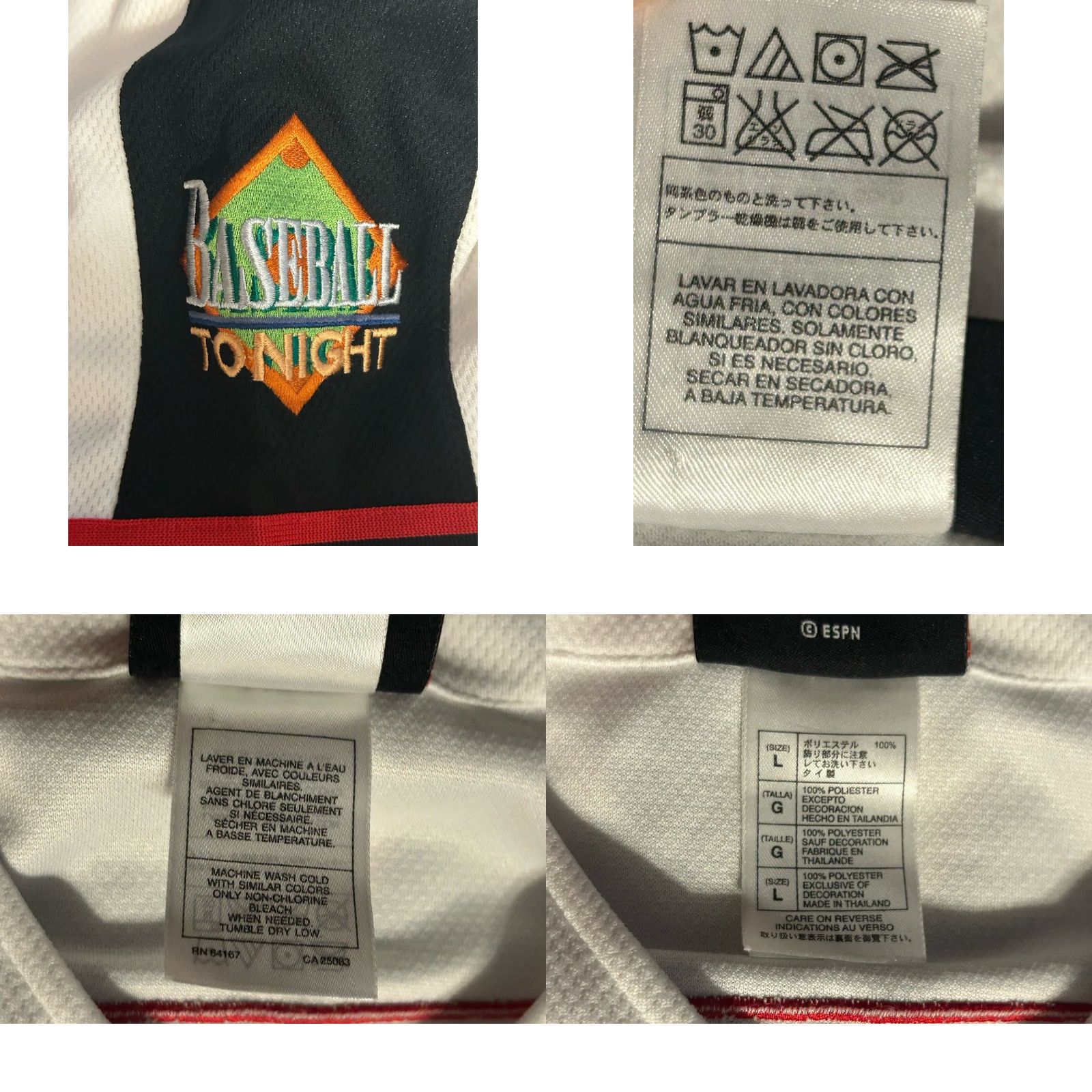Vintage ESPN Jersey Baseball Short Sleeve Men Large White Stitch ESPN Zone #79 Size US L / EU 52-54 / 3 - 11 Thumbnail