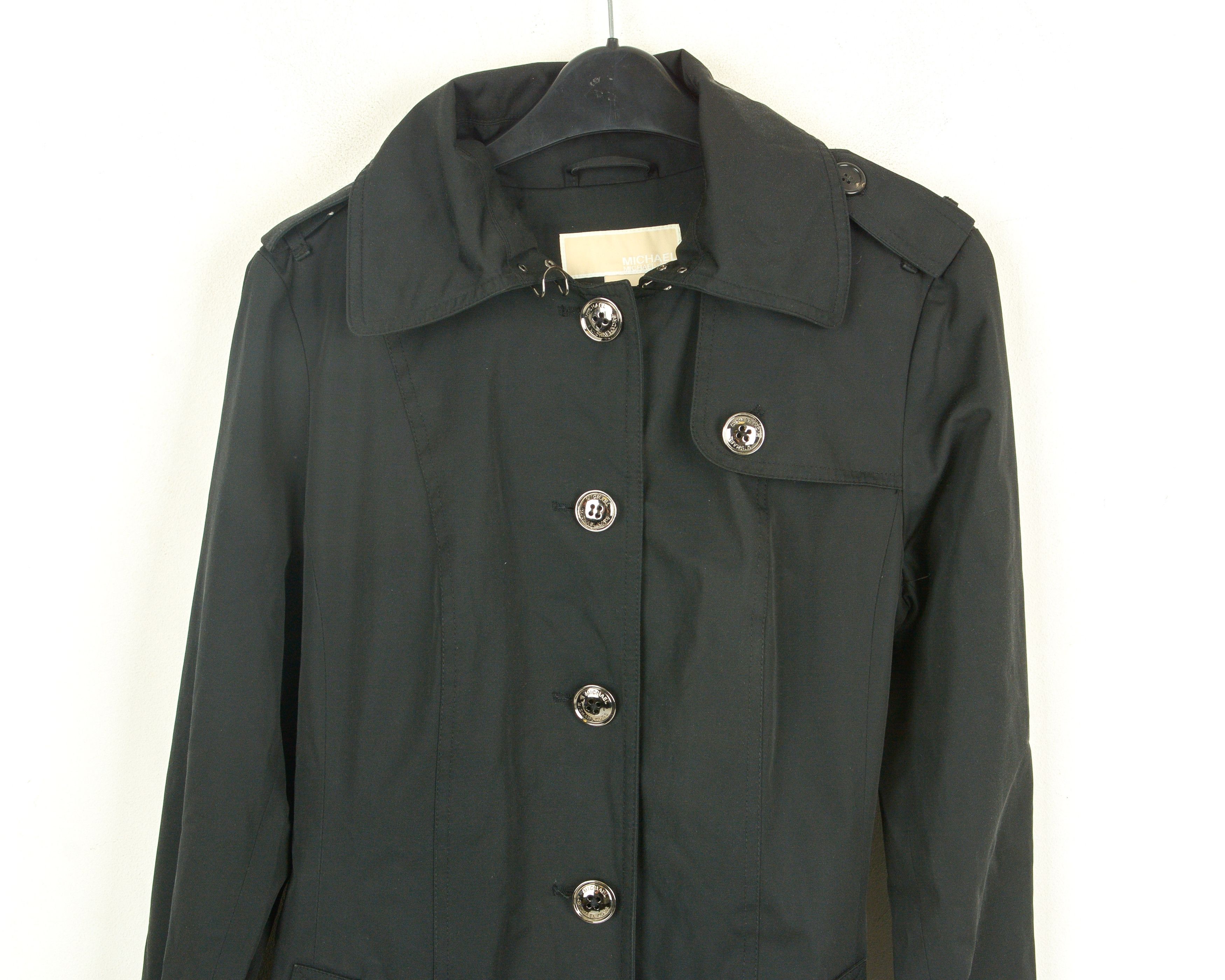 Michael Kors Women S Trench Jacket Rain Coat Parka Hooded Black Mac Size S / US 4 / IT 40 - 4 Thumbnail