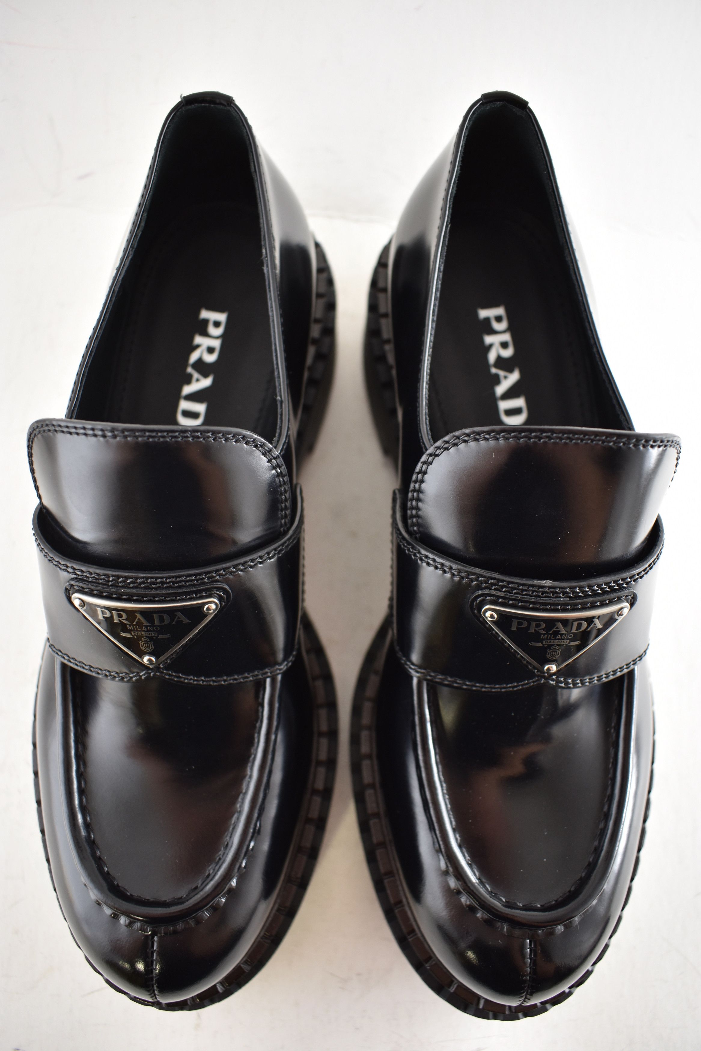Prada Double Chocolate Leather Platform Loafer Creeper Flat 38.5 Size US 8.5 / IT 38.5 - 9 Thumbnail