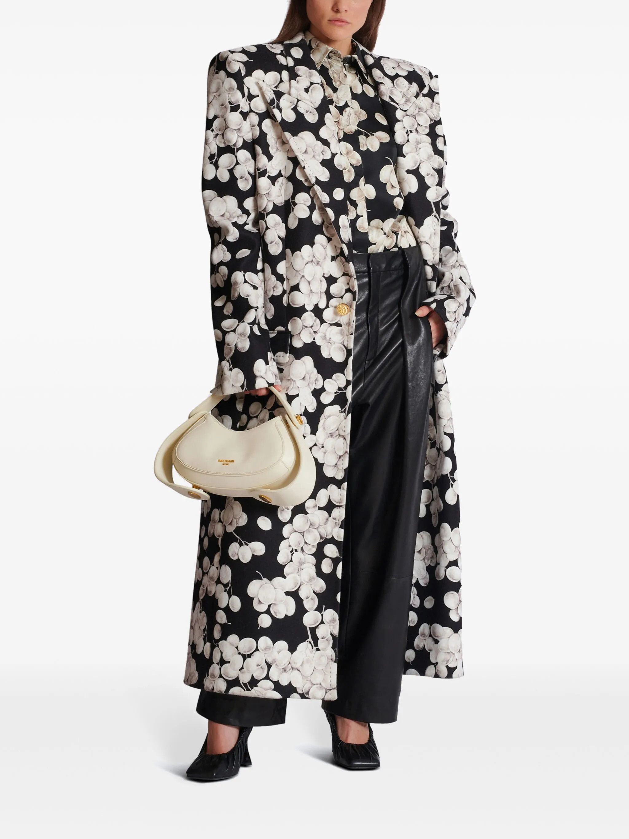 Balmain o1s1wg111025 Raisin Print Shirt in Black/White Size L / US 10 / IT 46 - 2 Thumbnail