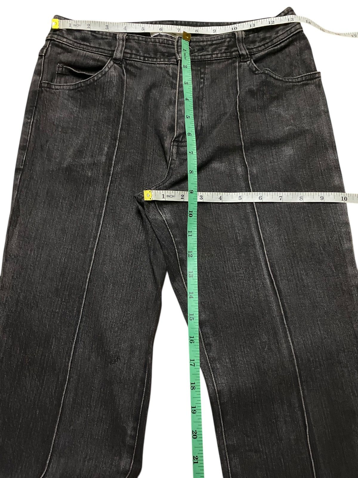 Michel Klein Vintage Michel Klein AVV Black Denim Distressed Flare Jeans Size 26" / US 2 / IT 38 - 10 Thumbnail