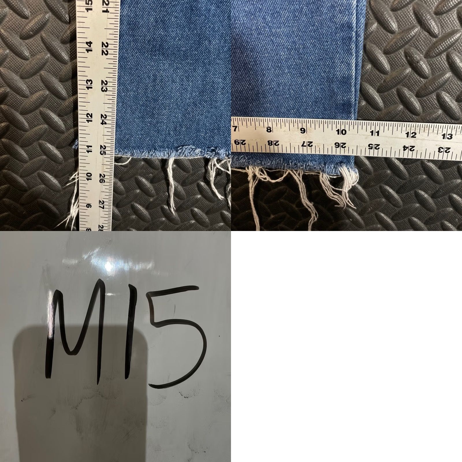 Minga London Minga London Jeans High Waist Wide Leg Blue Smiley Face Knee Patches Raw Hem Denim Women's 24" Size 42" / US 20 - 8 Thumbnail