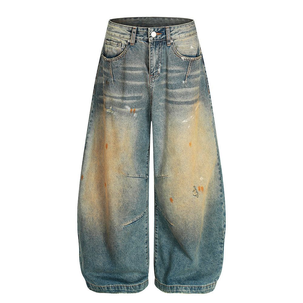 Vintage American retro washed distressed splatter jeans for men Size US 32 / EU 48 - 1 Thumbnail