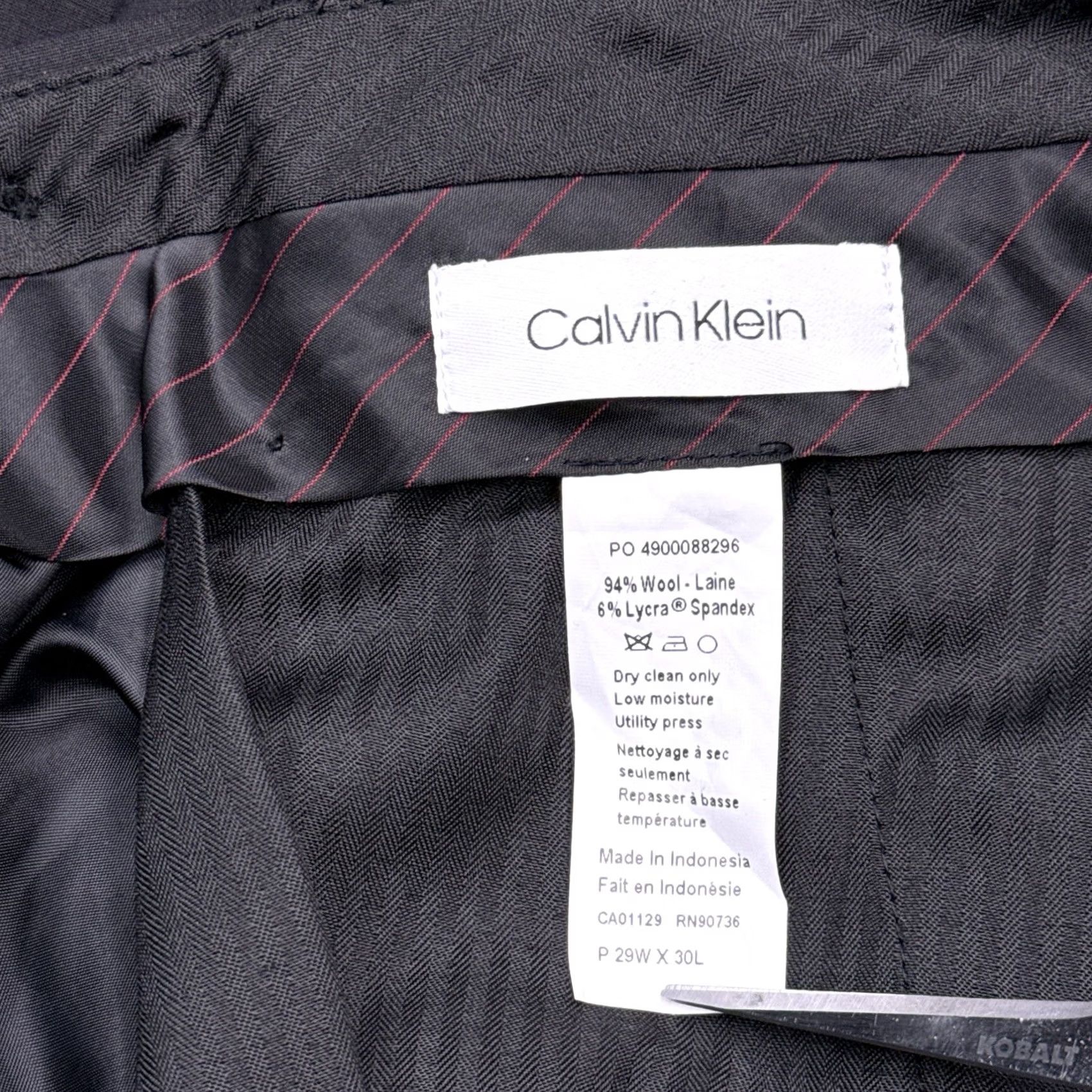 Calvin Klein Calvin Klein Pants Mens 29x30 Black Slim Fit Tapered Flat Front Wool Spandex Stretch Dress Pants Infinite Stretch New Size US 29 - 7 Thumbnail
