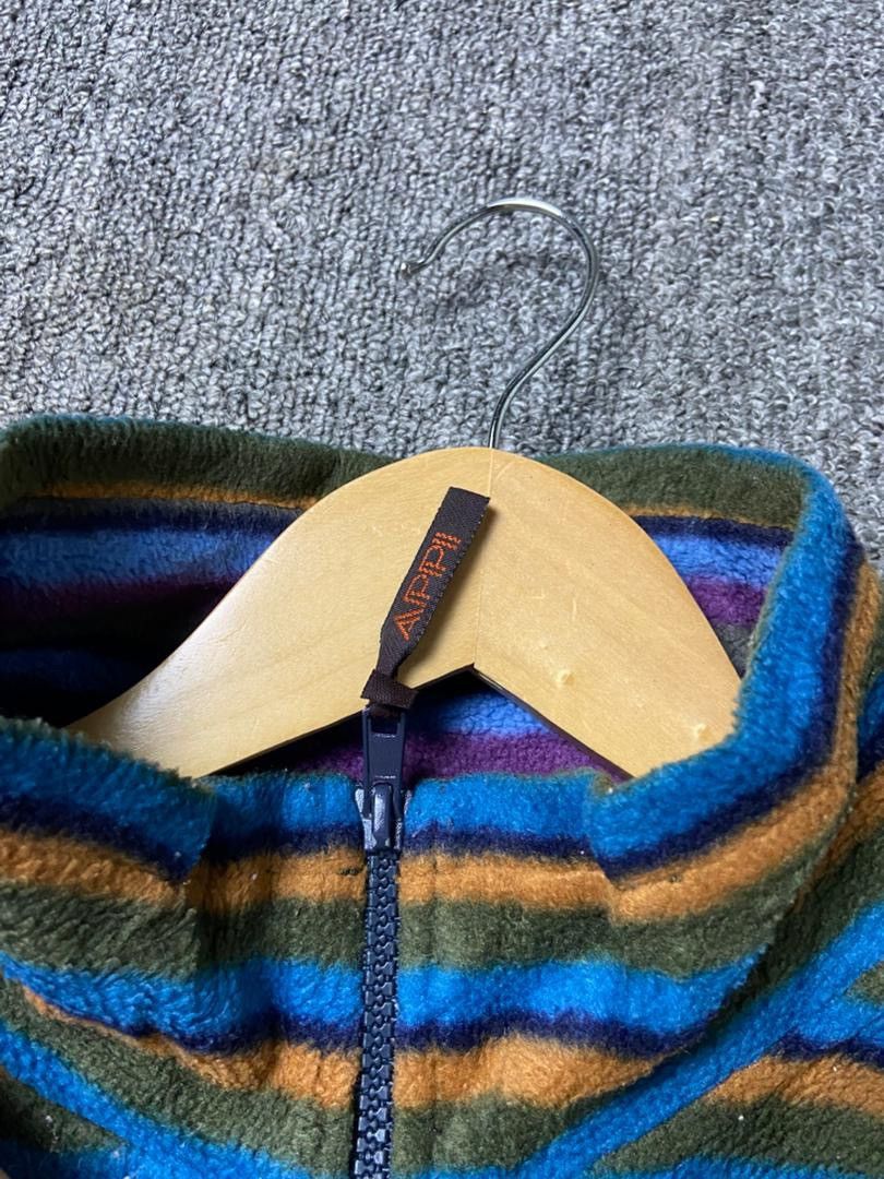Japanese Brand Vintage APPI Half Zipper Stripes Fleece Pullover (194) Size US L / EU 52-54 / 3 - 5 Thumbnail