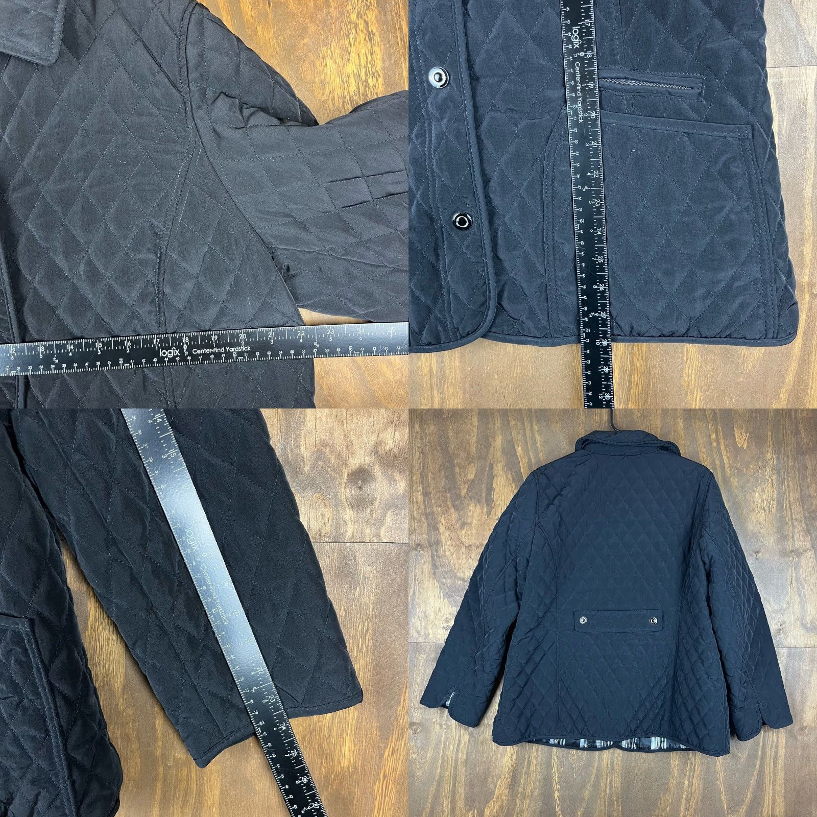 Vintage Gallery Womens Jacket Black Quilted Snap Button Filled Lined Collared 14/16 Size XL / US 12-14 / IT 48-50 - 8 Thumbnail