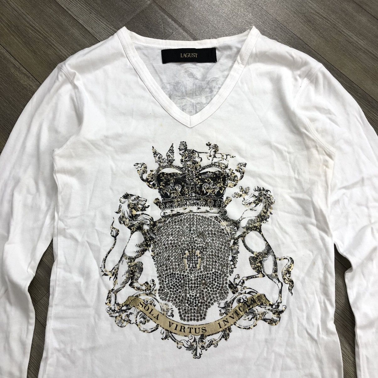If Six Was Nine × Japanese Brand × Le Grande Bleu (L.G.B.) 2000s Lagust Skulls Cross Poem Goa LGB Studded Longsleeve Size US M / EU 48-50 / 2 - 2 Thumbnail