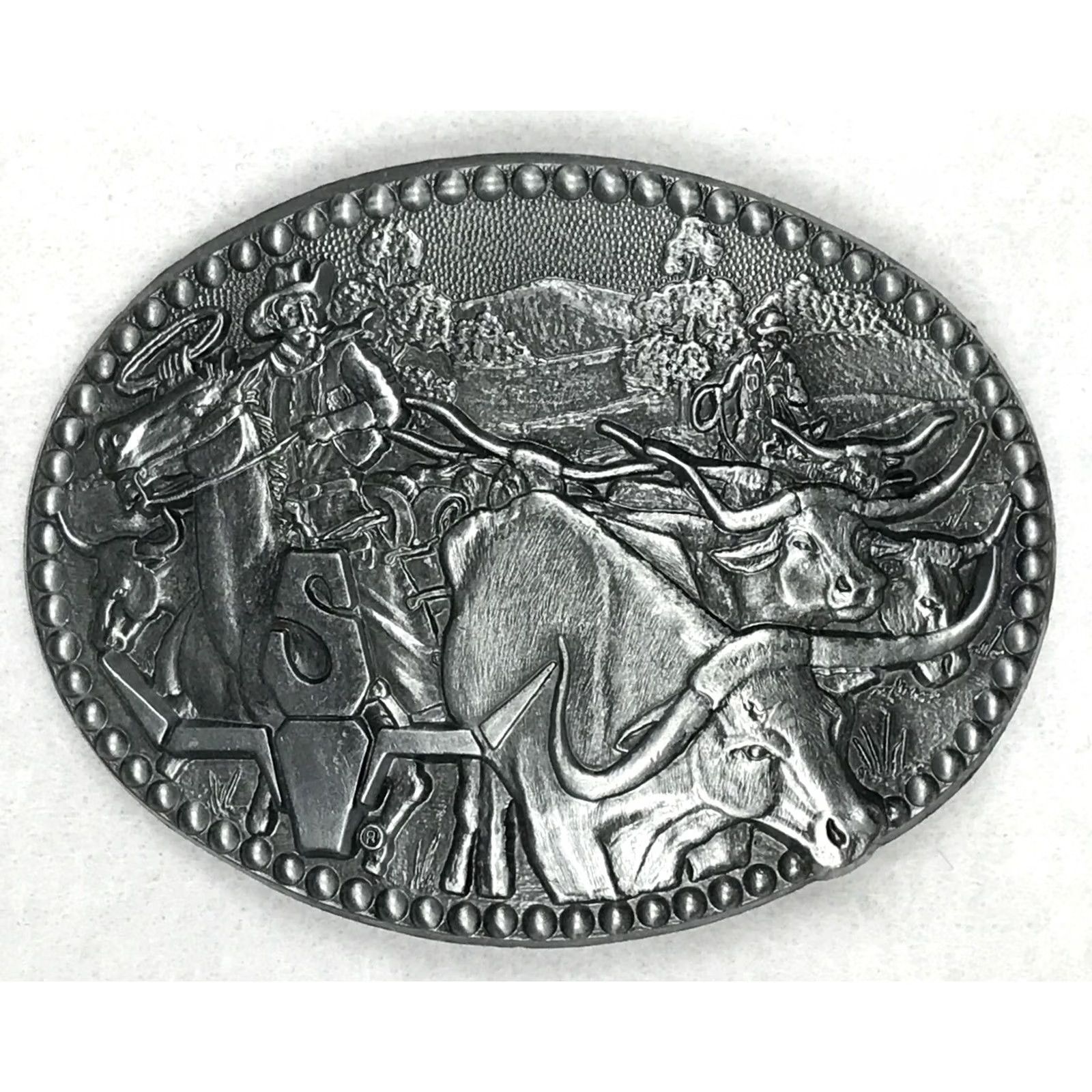 Vintage VINTAGE SHEPLERS COWBOY BULL PEWTER AWARD DESIGN MEDALS BELT BUCKLE horse 80s Mens Size ONE SIZE - 2 Thumbnail