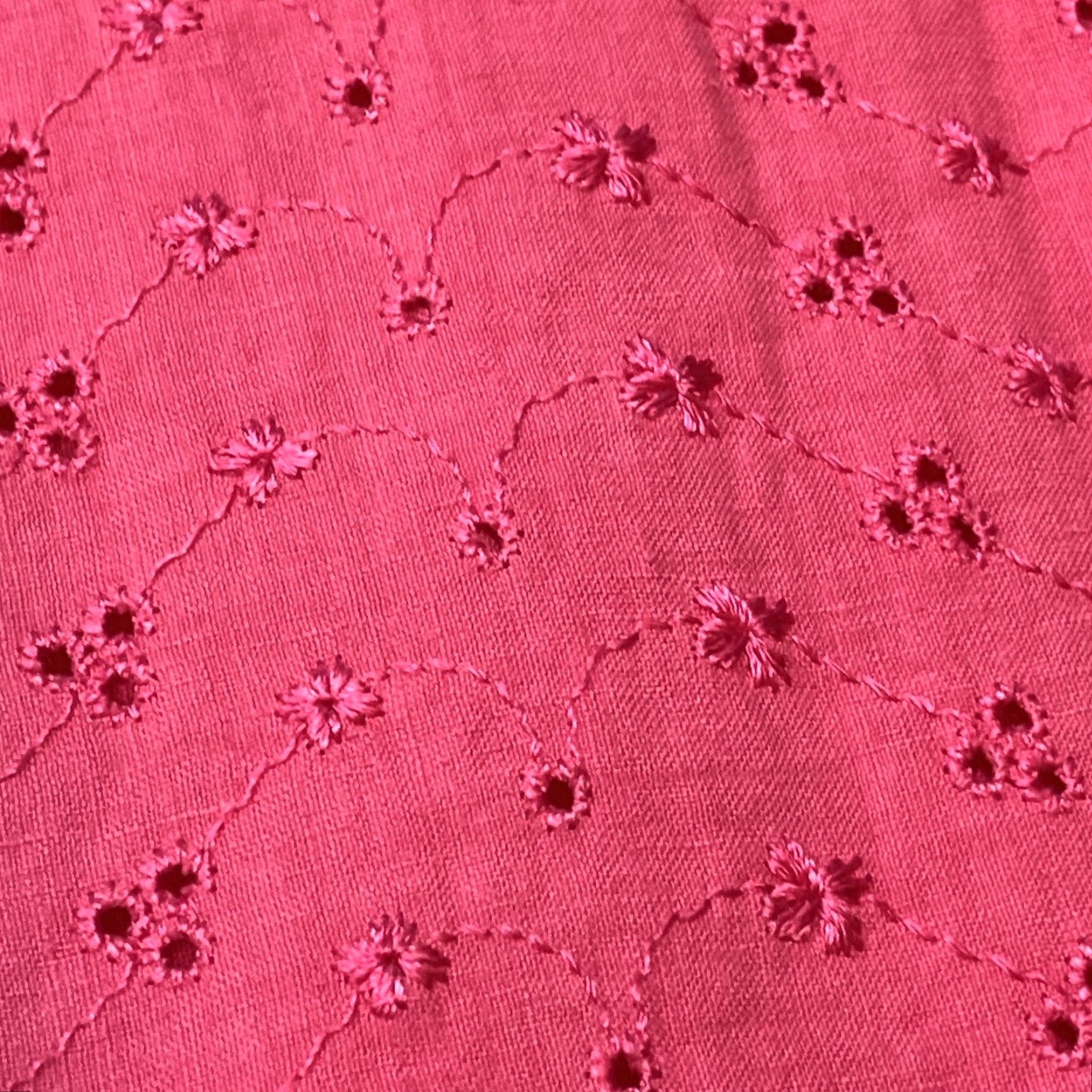 Soft Surroundings Soft Surroundings Shirt Women L Pink Linen Button-Up Collared Embroidered Flower Cut Outs Size L / US 10 / IT 46 - 5 Thumbnail