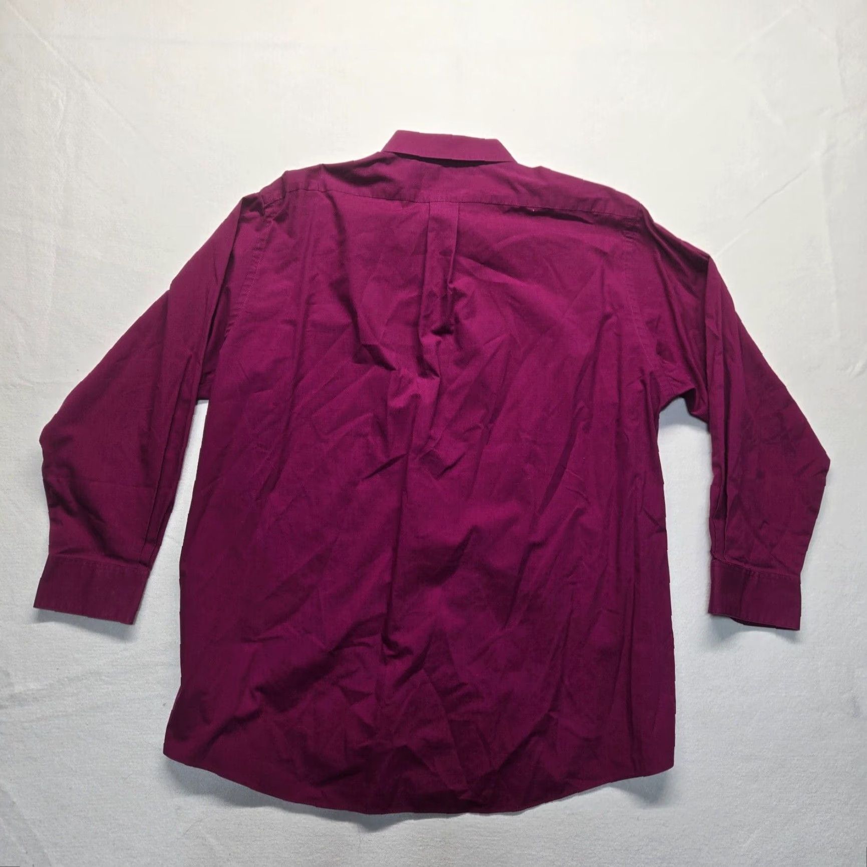 Van Heusen VINTAGE Van Heusen Dress Shirt Purple 17 Regular Adult Men Wrinkle Resistant Solid Long Sleeve Button Collar Shirt Size 46R - 7 Thumbnail