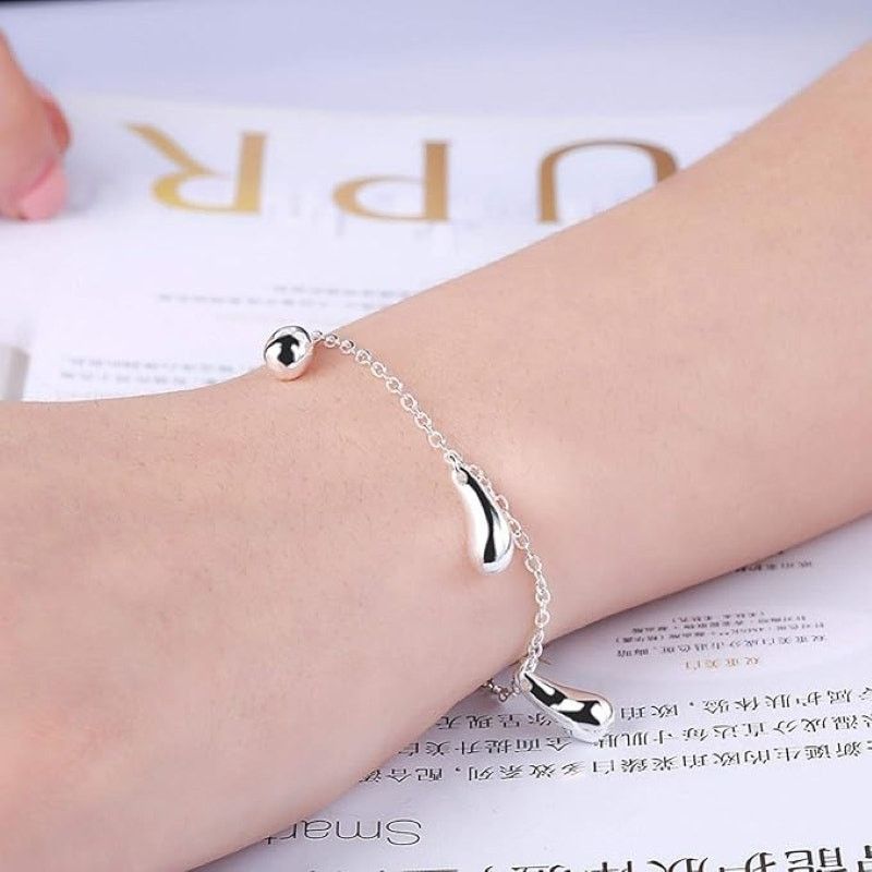 Other Silver Plated Water Drop Charm Bracelet | Polished Chain Size ONE SIZE - 4 Thumbnail