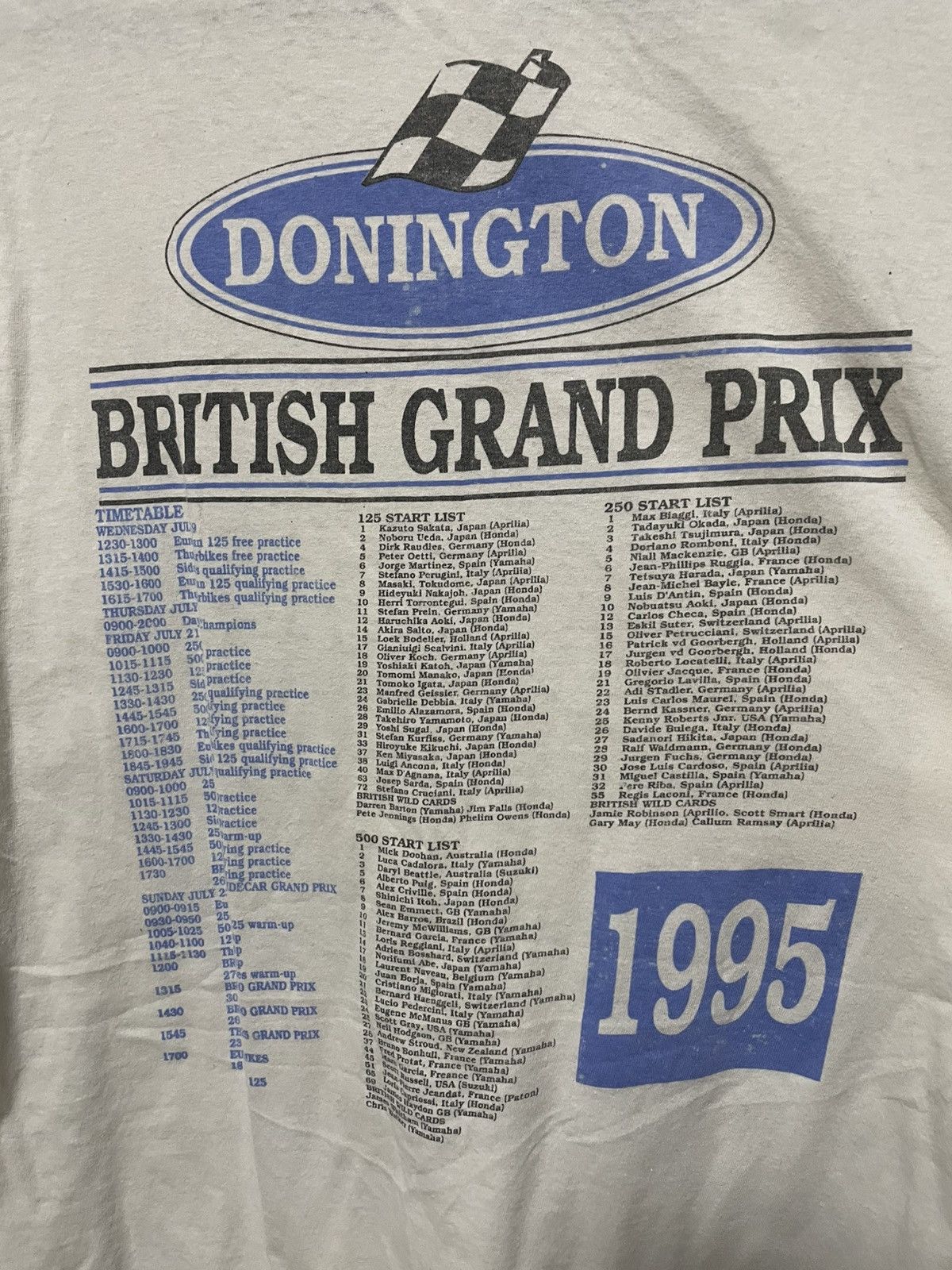Vintage Archive Vintage 1995 British Grand Prix Donington T Shirt Size US XL / EU 56 / 4 - 17 Thumbnail