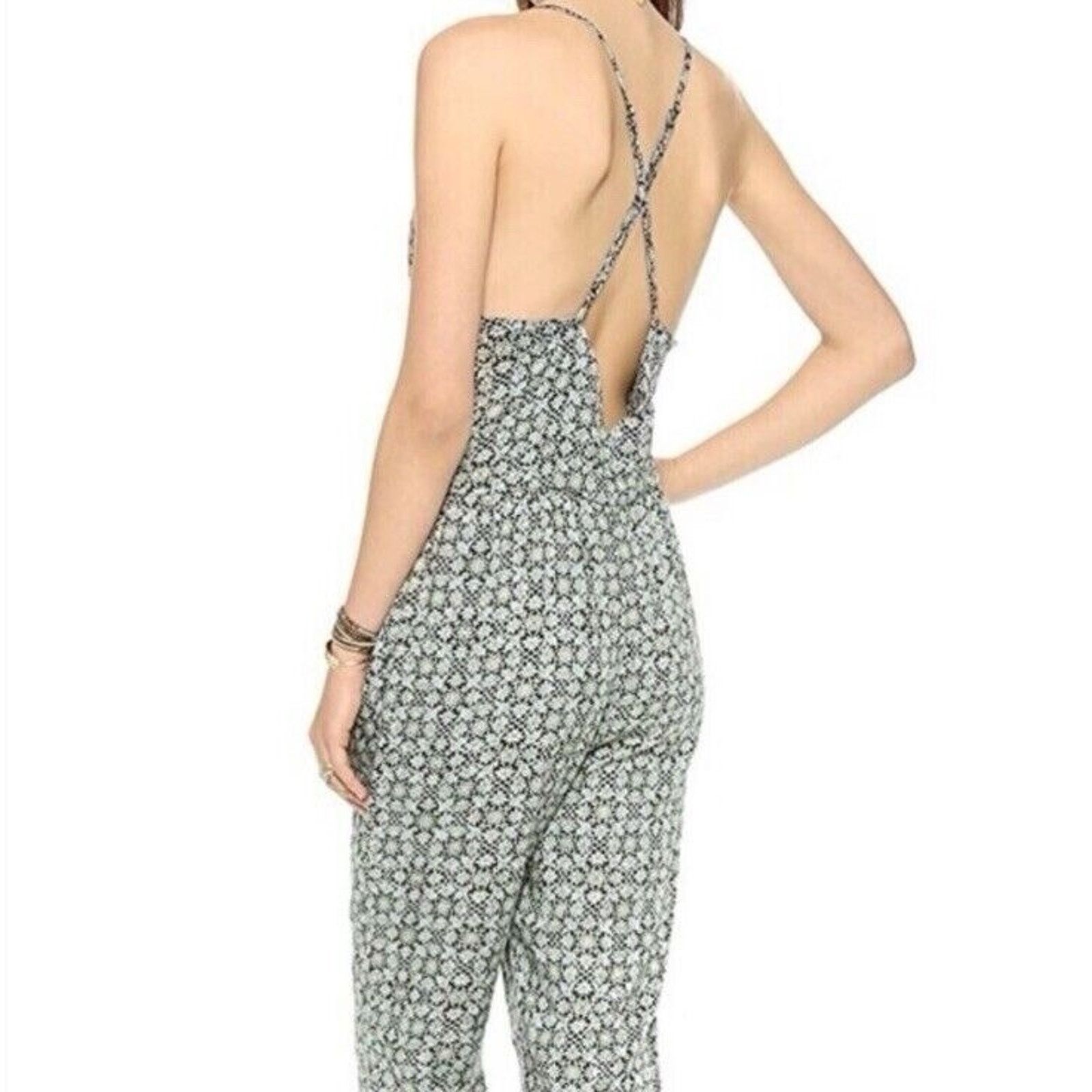 Free People Free People Jumpsuit Floral Strappy Criss Cros Pet S A002098 Size 23" - 2 Thumbnail