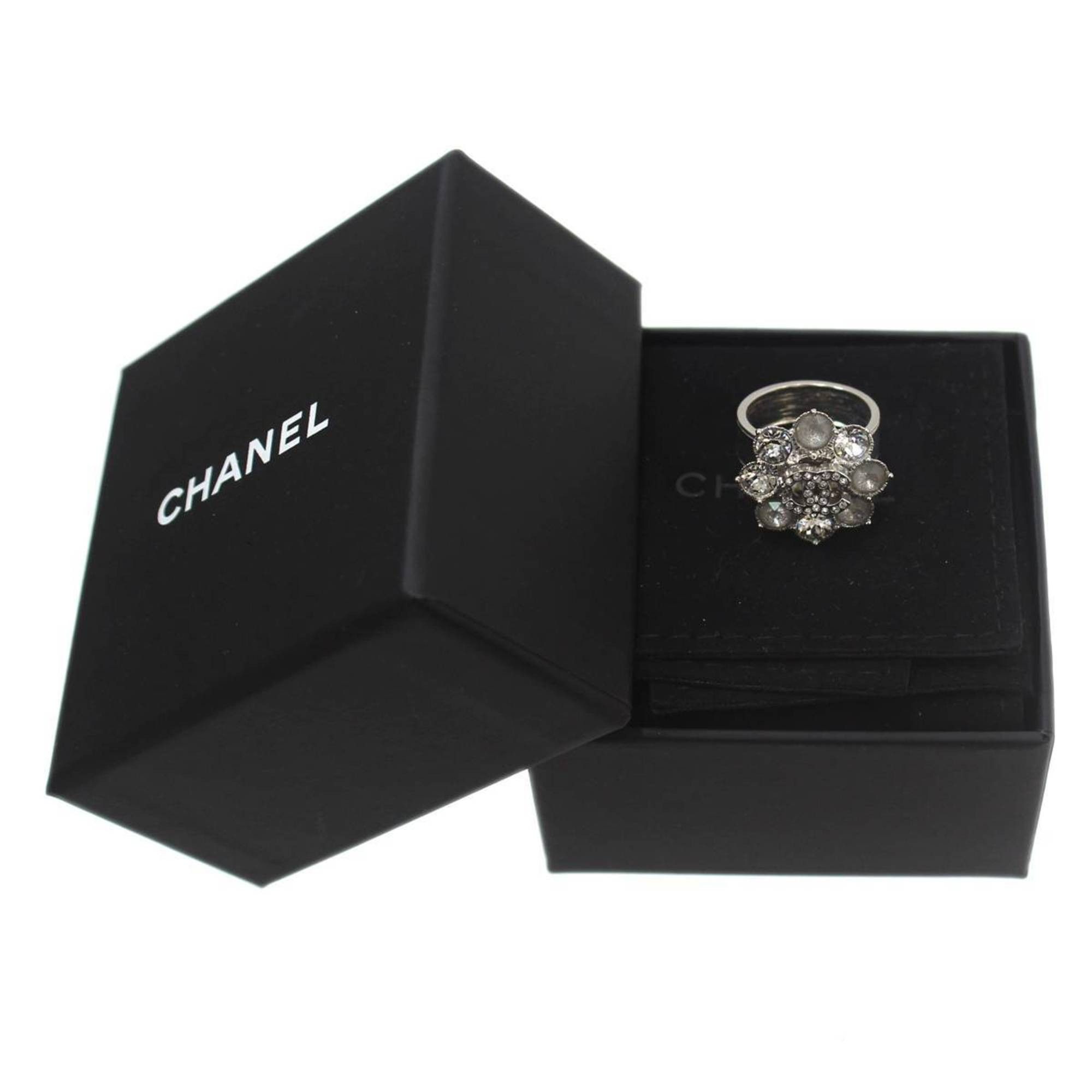 image of Chanel Flower Motif Coco Mark Ring Silver B16V, Women's