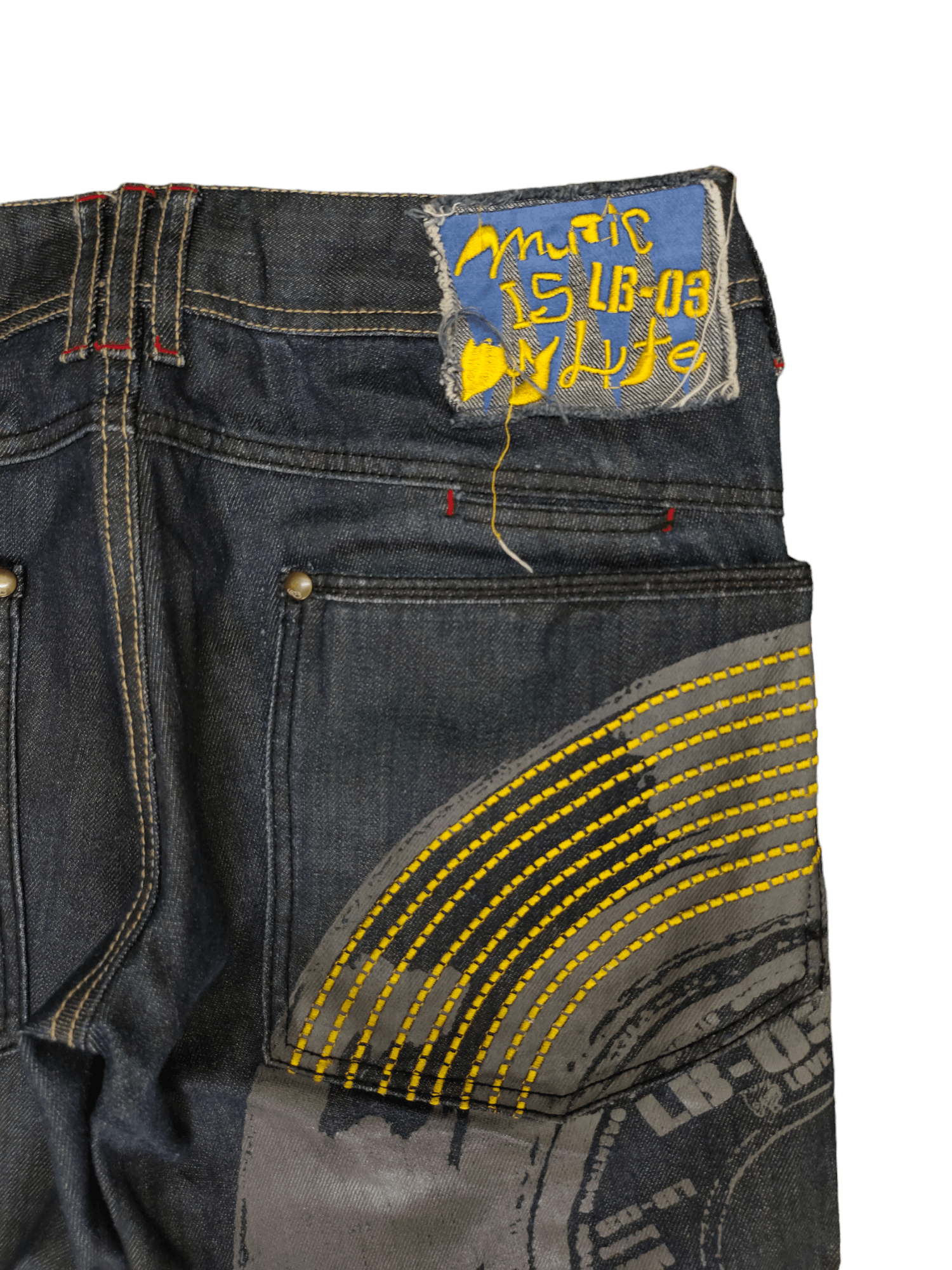 If Six Was Nine LB-03 Embroidered Design Drawstring Wide Loose Denim Pants Size US 29 - 3 Thumbnail