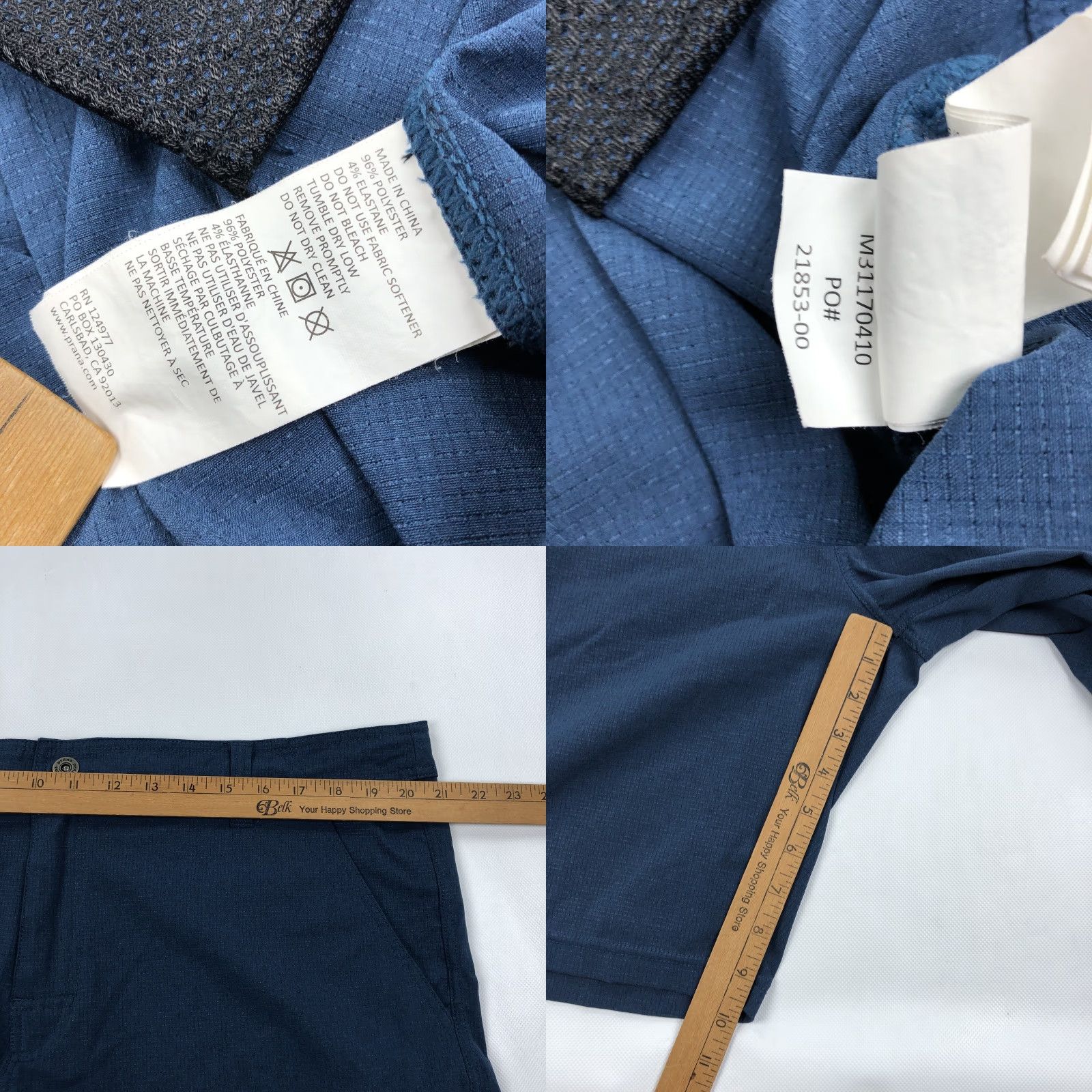 Prana prAna Men's Zion II Shorts Size 40 Blue Stretch Performance Casual Hybrid Walk Shorts Size US 40 / EU 56 - 8 Thumbnail