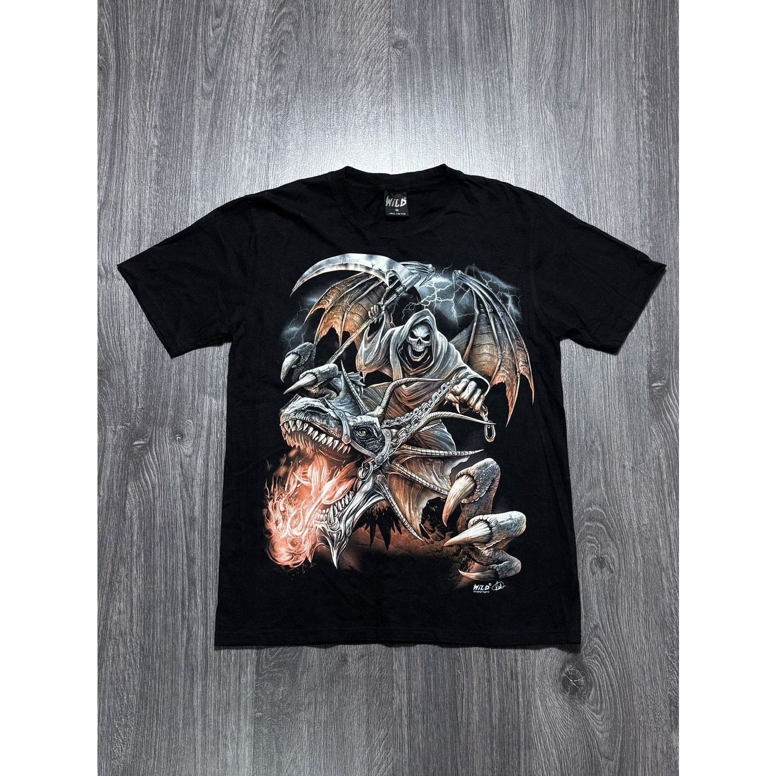 Japanese Brand × Vintage Y2K Vintage Wild Skull and Dragon Biker T-shirt Size US M / EU 48-50 / 2 - 1 Thumbnail