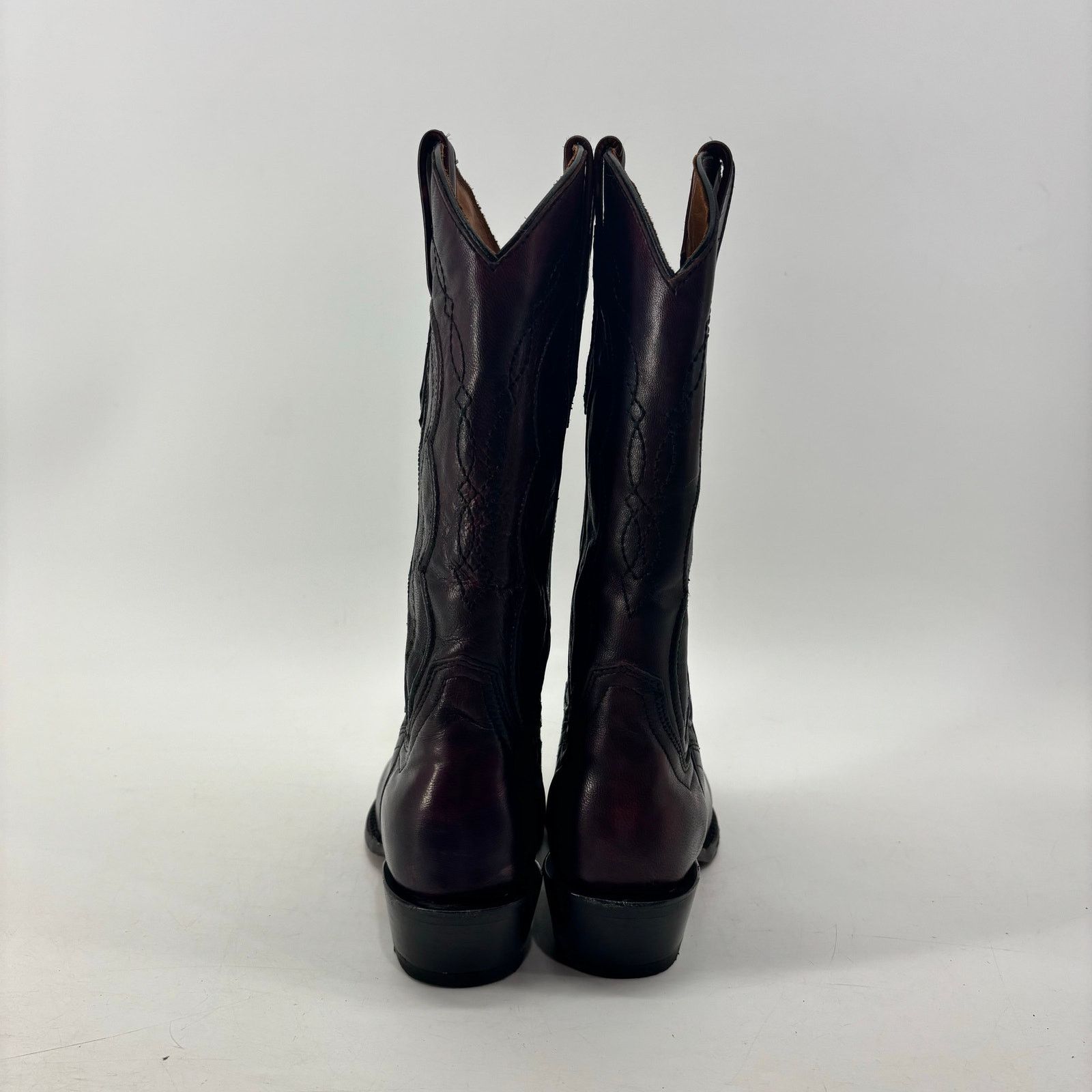 Vintage Vaccari Cowboy Boots Burgundy Plum Size 6.5 Leather Classic Size US 6.5 / IT 36.5 - 15 Thumbnail