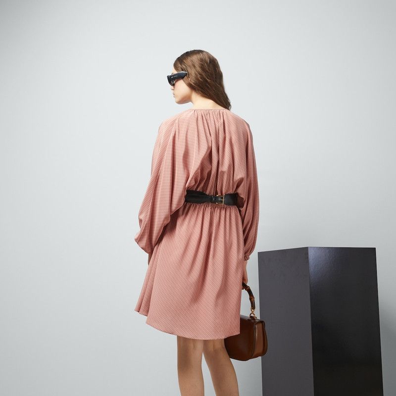 Gucci o1la5ras0526 Micro G Print Silk Dress in Pink Size M / US 6-8 / IT 42-44 - 5 Thumbnail
