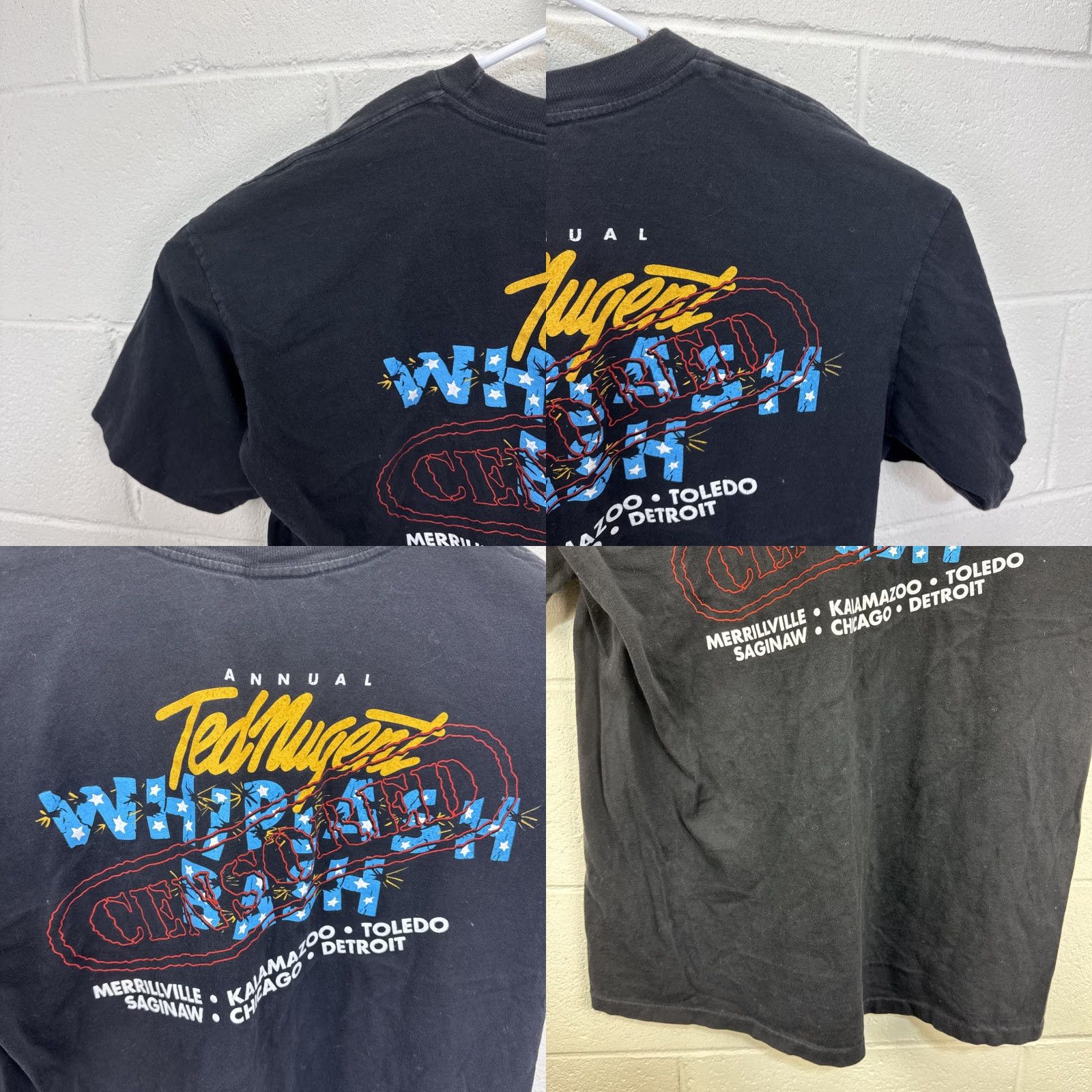 Vintage VINTAGE Winterland 90s Ted Nugent Whiplash Bash XL Black Censored T-Shirt Size US XL / EU 56 / 4 - 10 Thumbnail