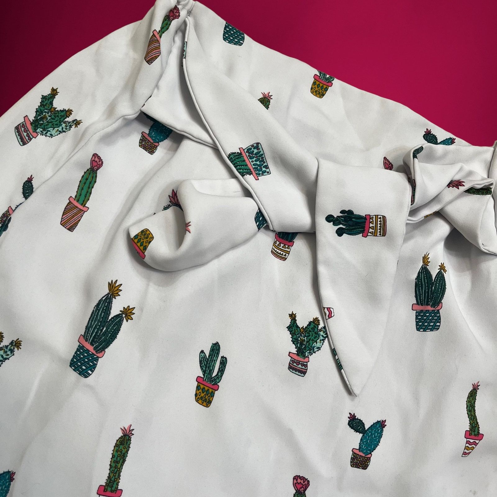Don't Be Mad Do + Be Skirt Women's Large Cactus Plant Flowy Skater Tie Size 29" - 3 Thumbnail