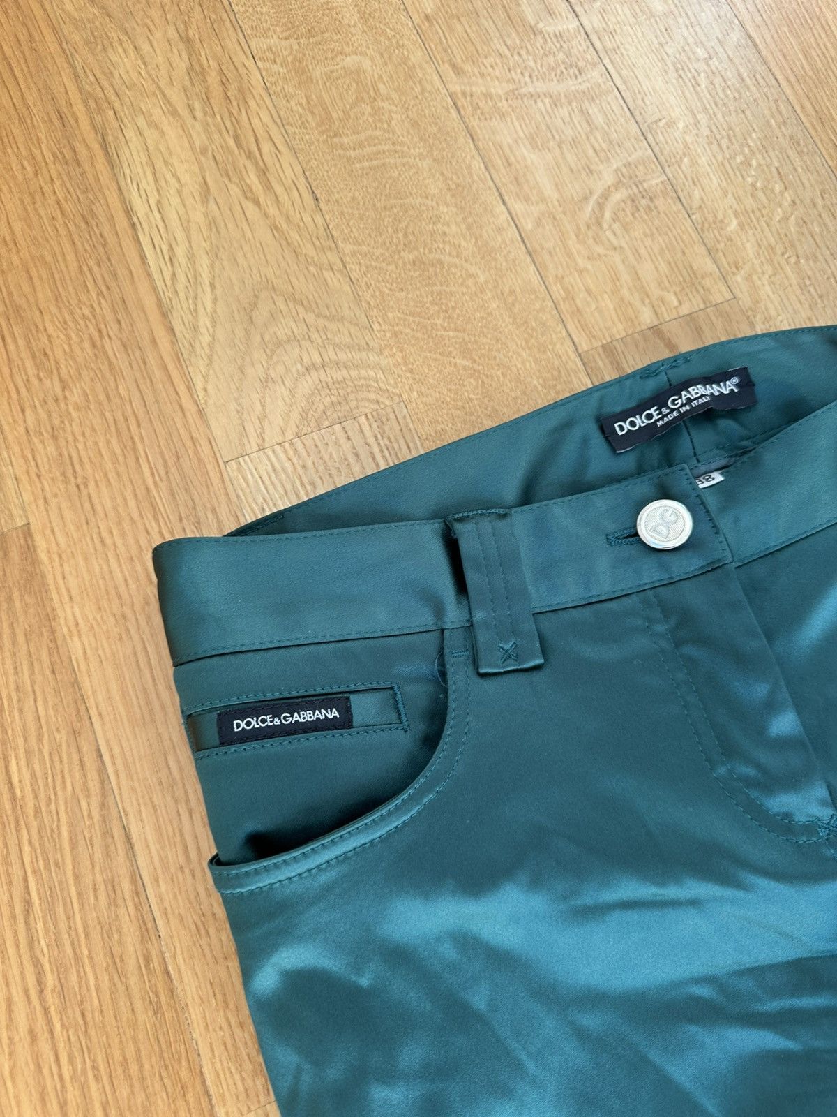 Dolce & Gabbana Dolce Gabbana Women’s Silk Green Pants 38 IT Size 26" / US 2 / IT 38 - 7 Thumbnail