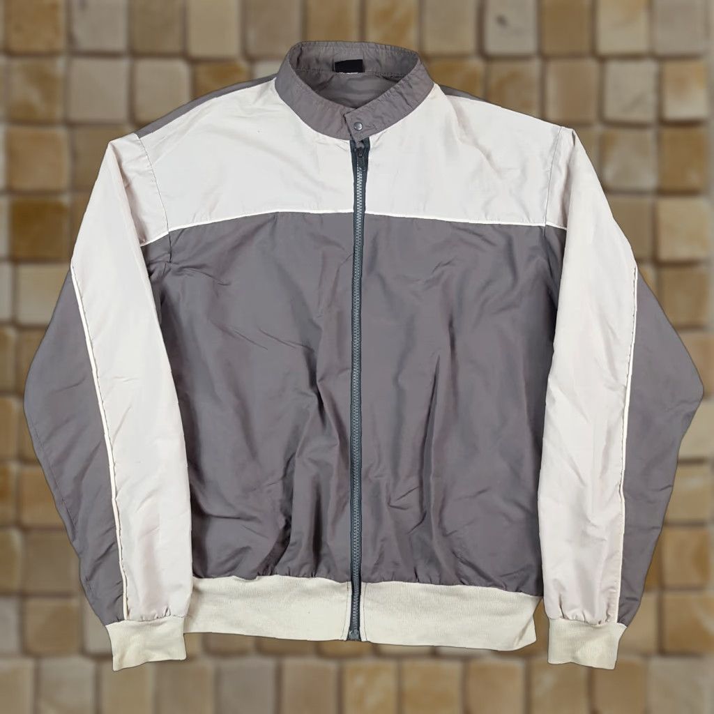 Vintage Vintage Yes Pinnacle Brand Windbreaker Jacket 80s Cafe Racer Retro Zip Up Track Striped Large Size L Green? Gray? Size US L / EU 52-54 / 3 - 1 Thumbnail